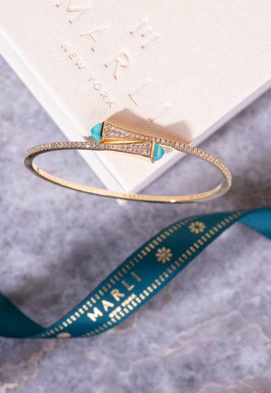 سوار مارلي كليو من الذهب الأصفر والفيروز والماس