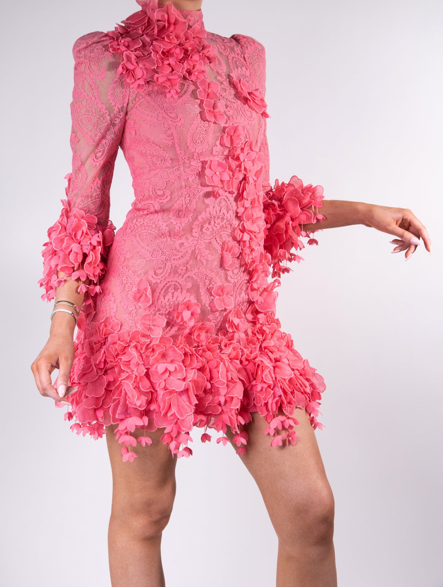 Zimmermann Lace Mini Dress in Guava