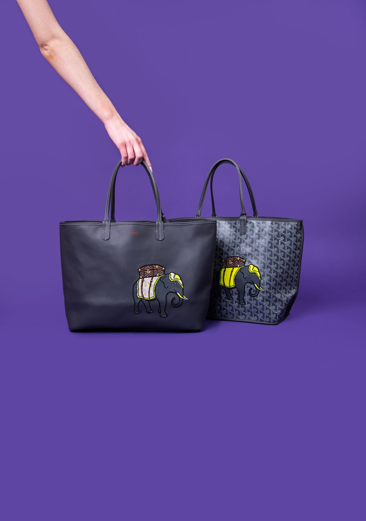 Goyard Grey PM Anjou Reversible Elephant Tote