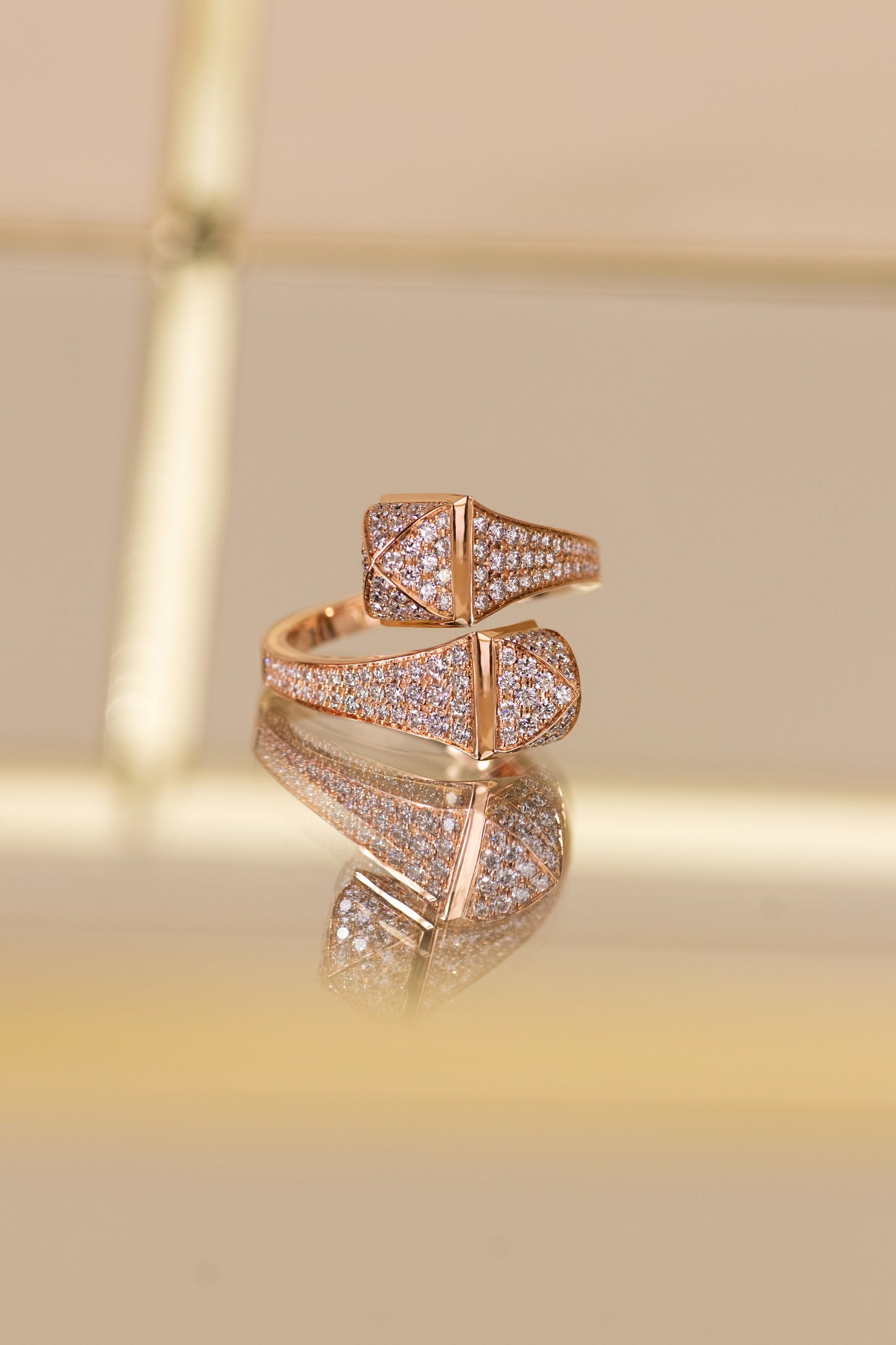 Marli Cleo Rose Gold Rev Full Diamond Ring