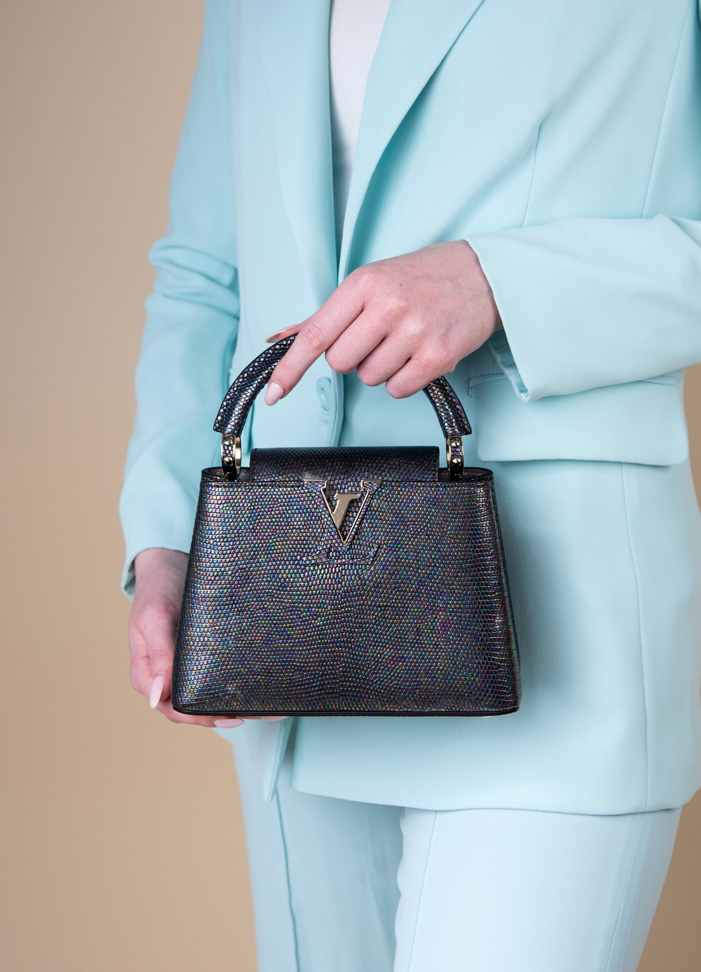 Louis Vuitton Mini Capucine Iridescent Lizard Bag
