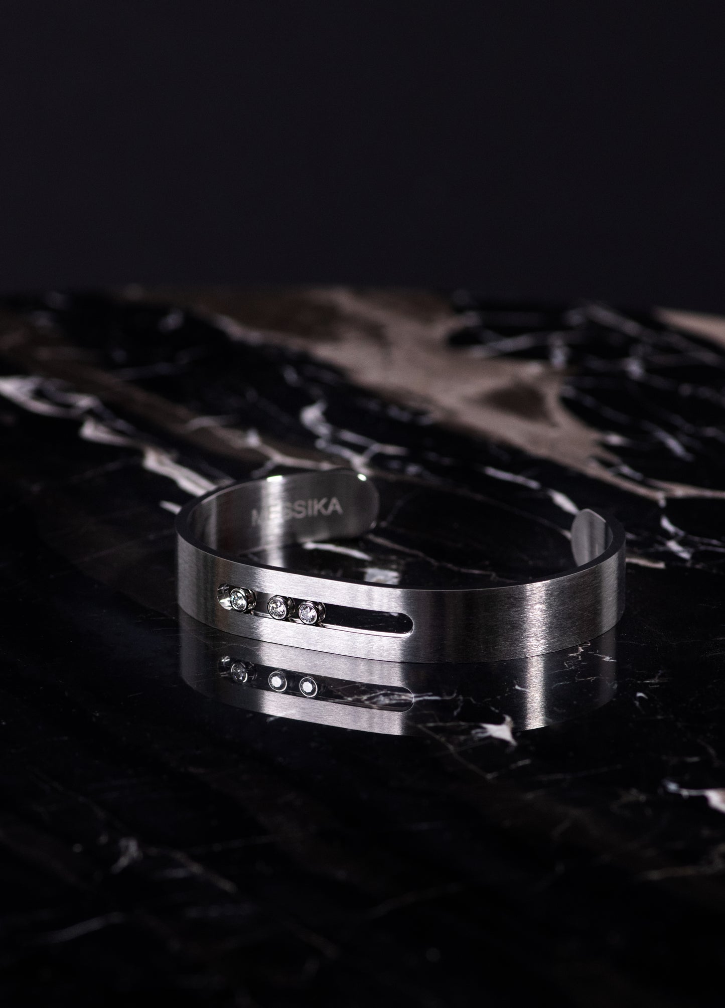Messika Mens Bangle- Black and Platinum