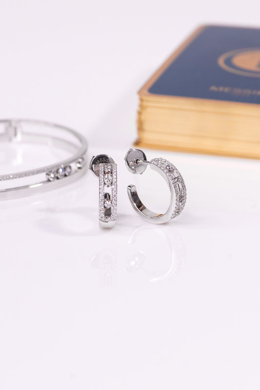 Messika White Gold Move Pave Earrings
