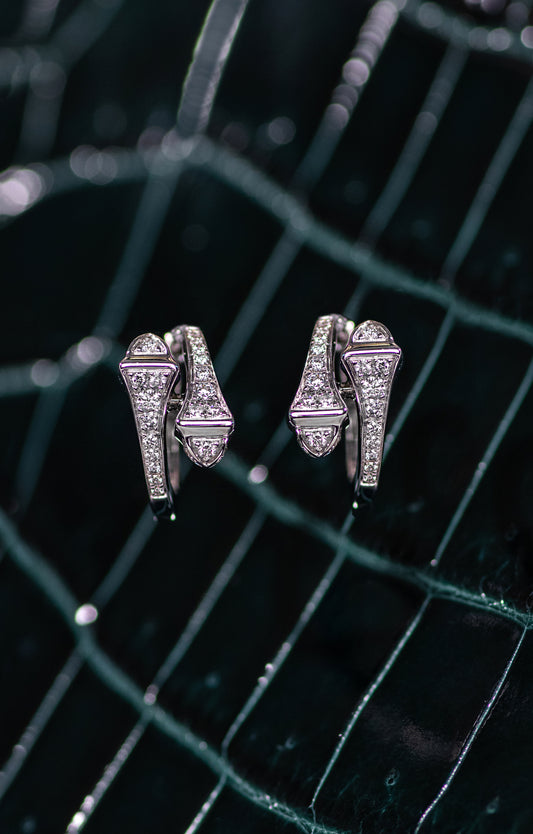 Marli Cleo White Gold Diamond Small Hoop Earrings