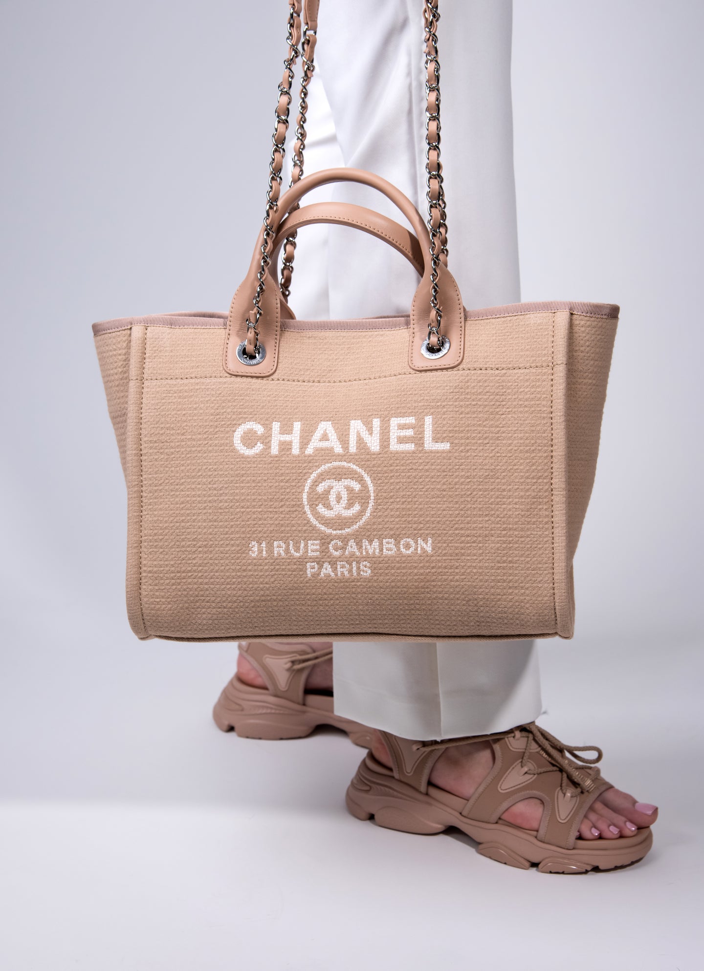 Chanel Deauville Small Beige Shopping Bag