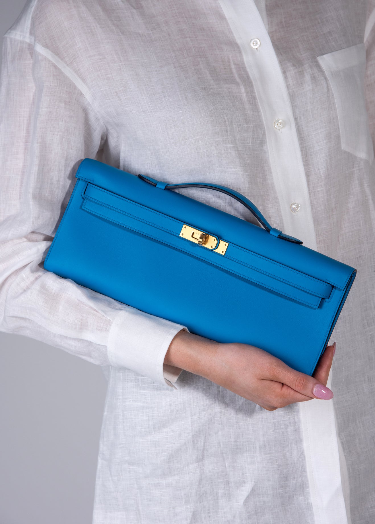 Hermès Kelly Cut in Blue Frida GHW