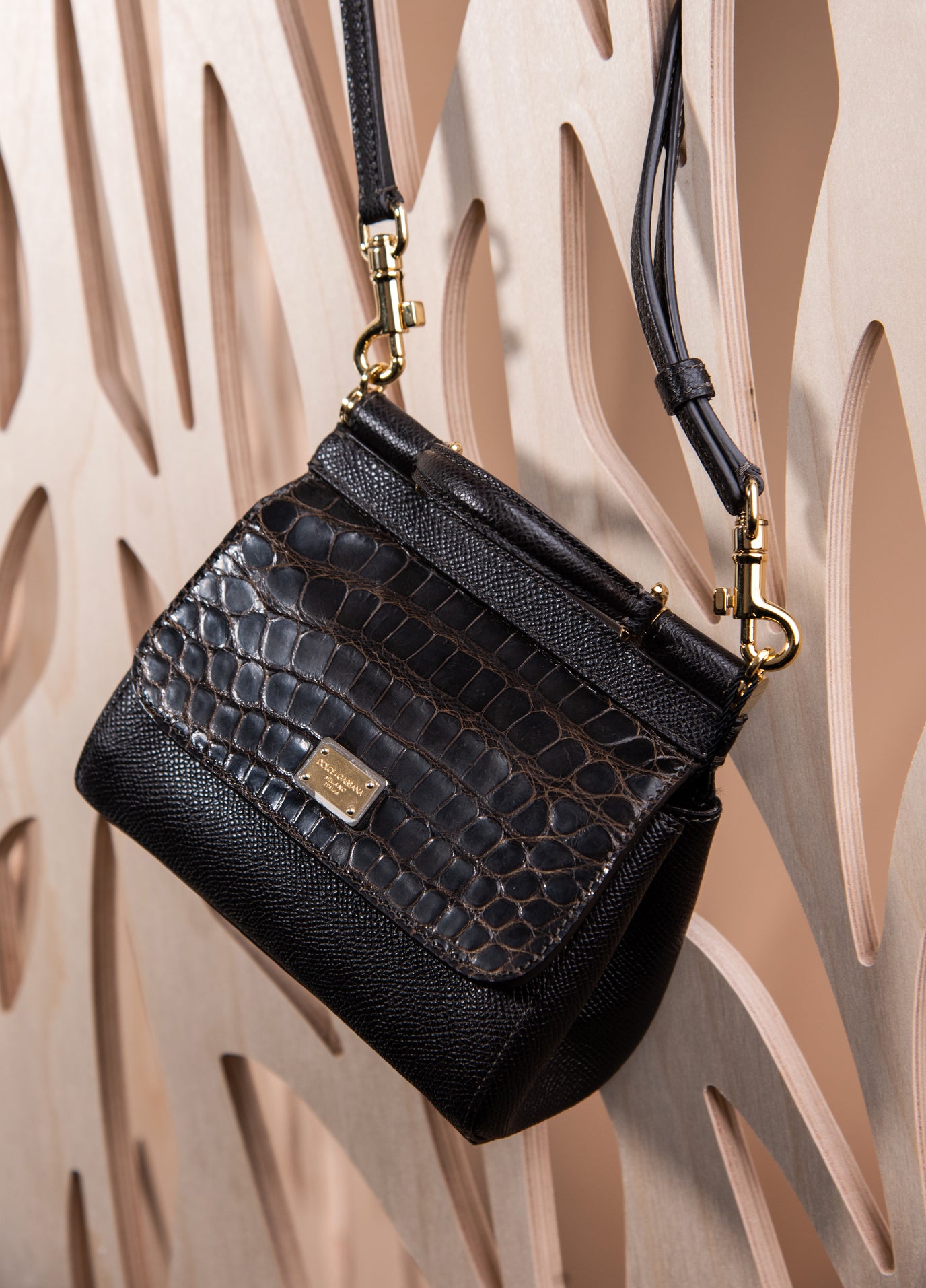 Dolce & Gabbana Crocodile Dark Brown Micro Miss Sicily Bag