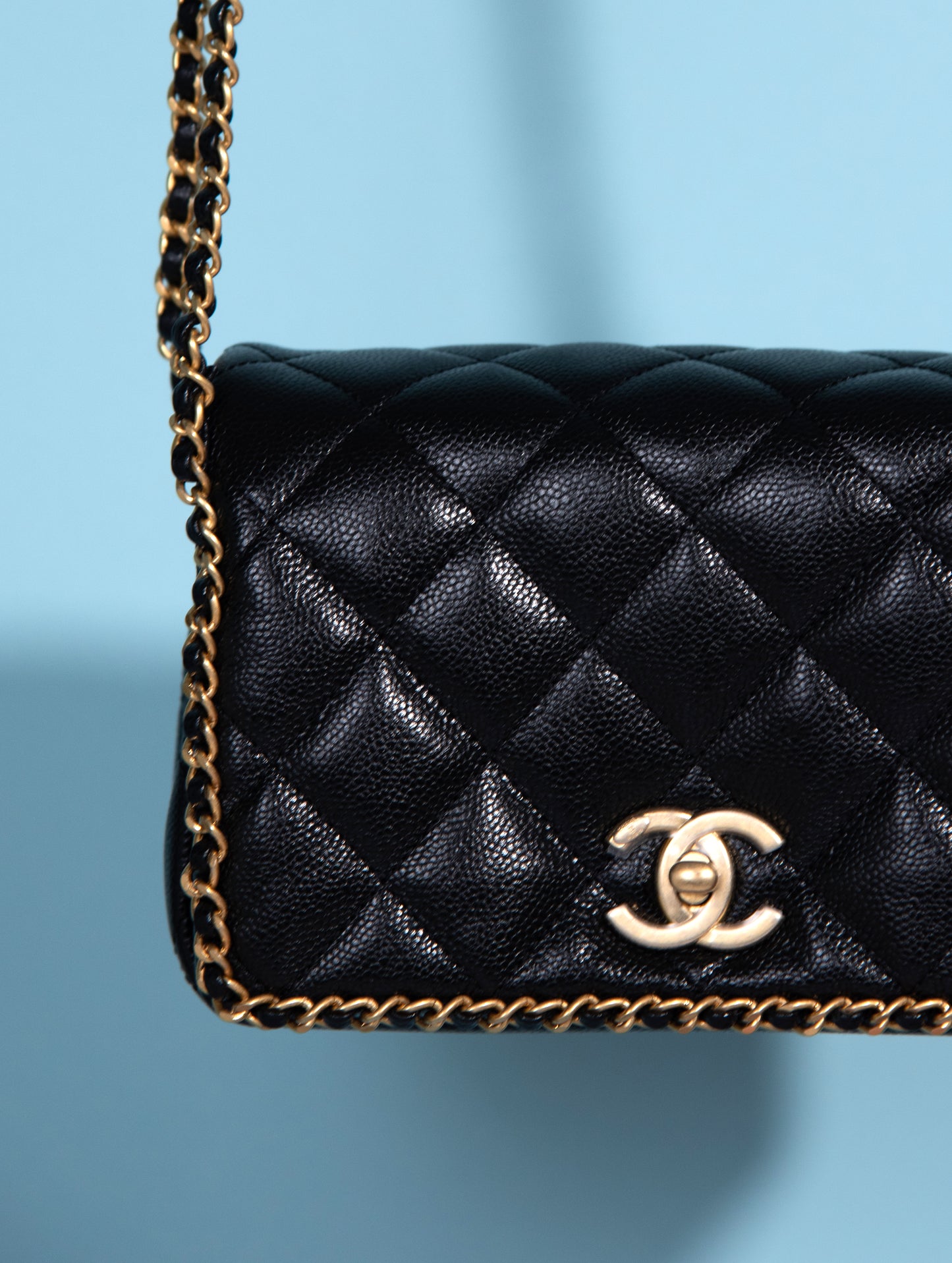 Chanel Crossbody Black Caviar Bag w/ Gold Chain