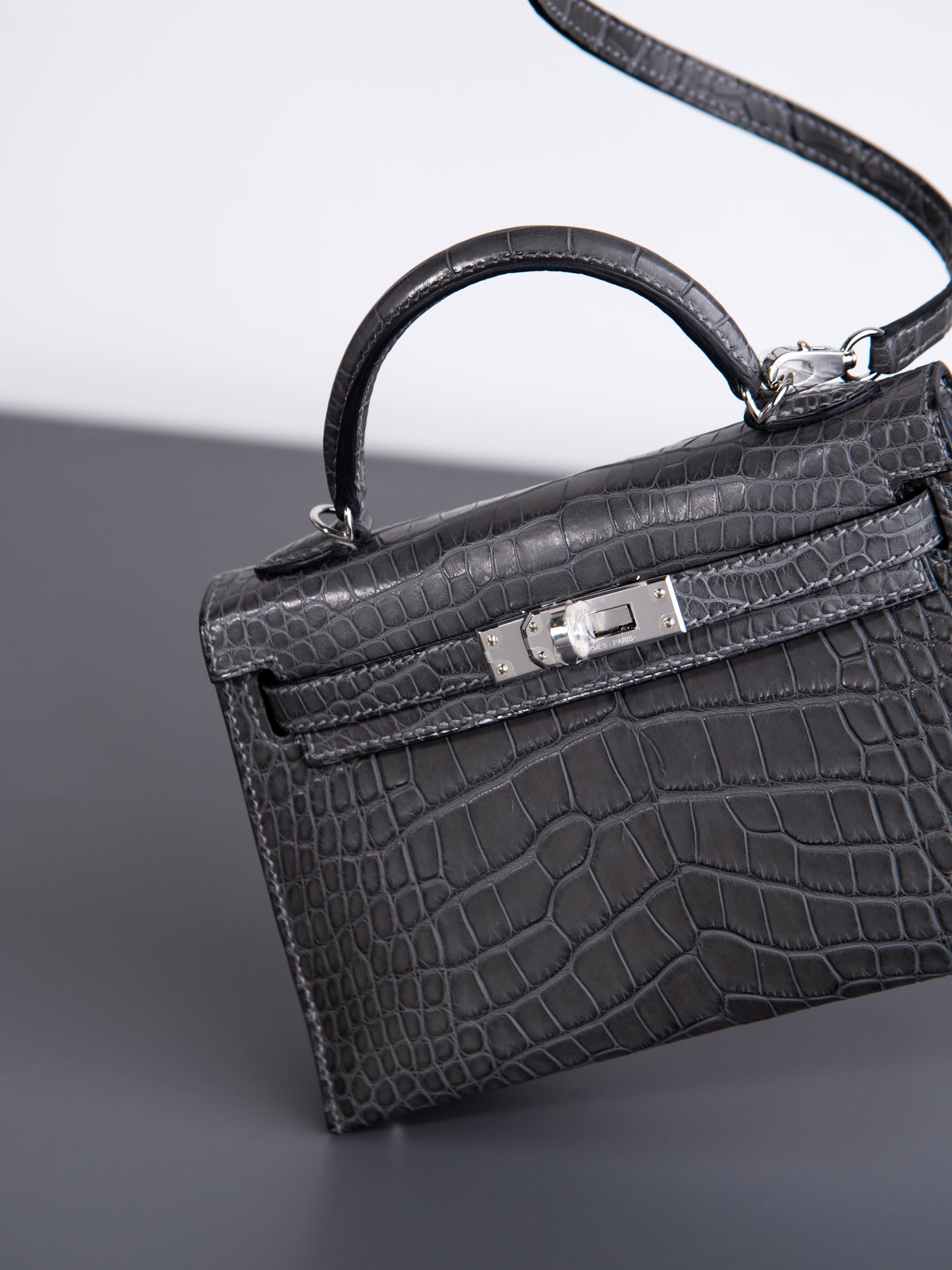 Hermès Mini Kelly Sellier Alligator in Graphite PHW