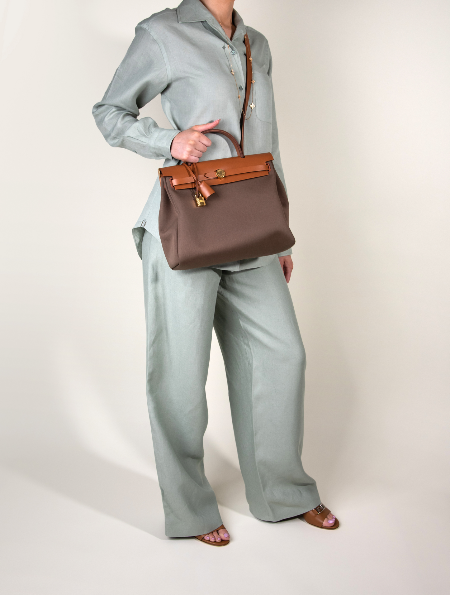 Hermès Herbag 31 in Etoupe & Naturel
