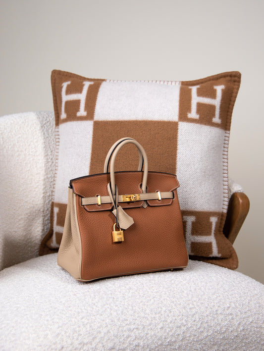 هيرميس - حقيبة HSS Birkin 25 باللونين الذهبي والخندق مع GHW