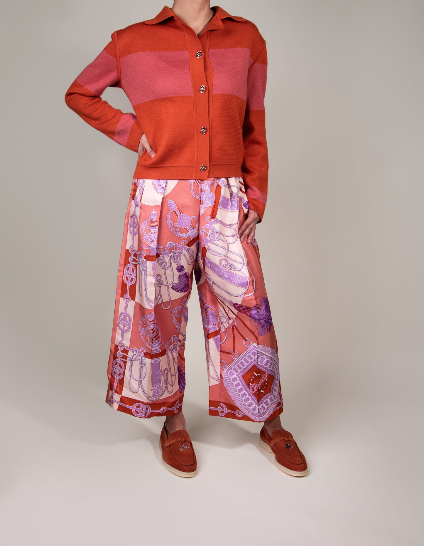 Hermès Cliquetis Finesse Multicolored Twillaine Cardigan & Pants