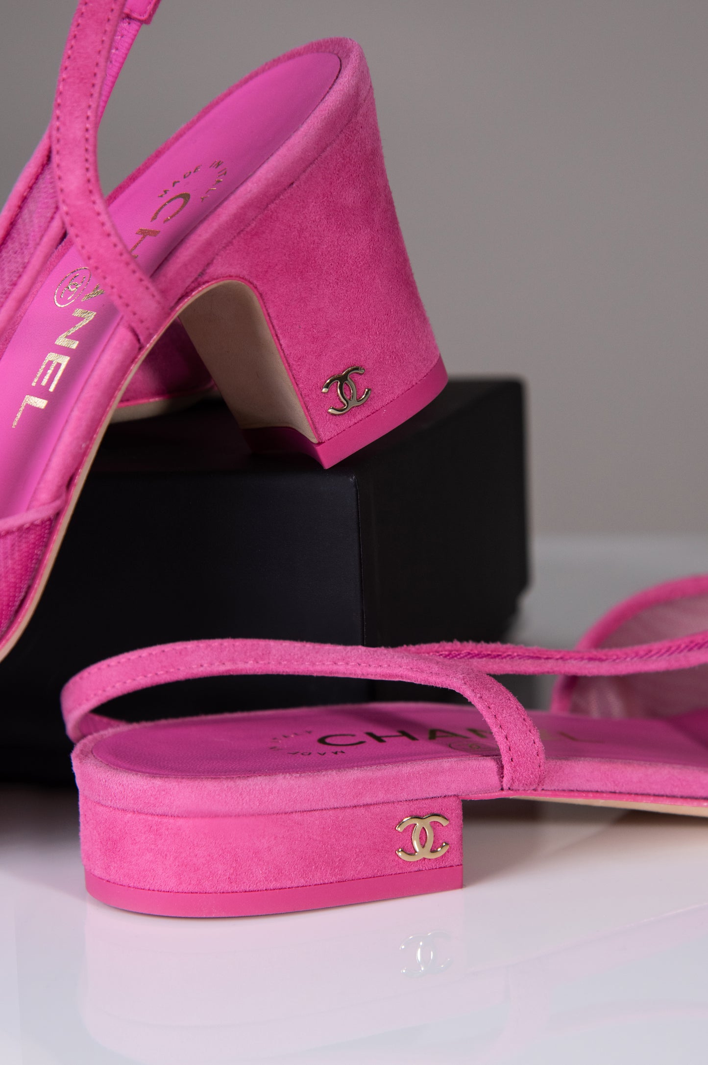 Chanel Pink Mesh Slingbacks
