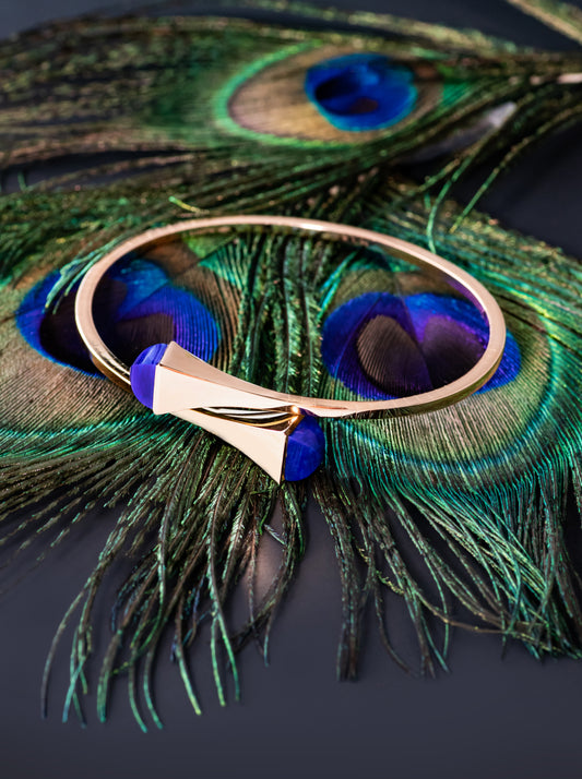 Marli Cleo Rose Gold Slim Slip-On Lapis Lazuli Medium Bracelet