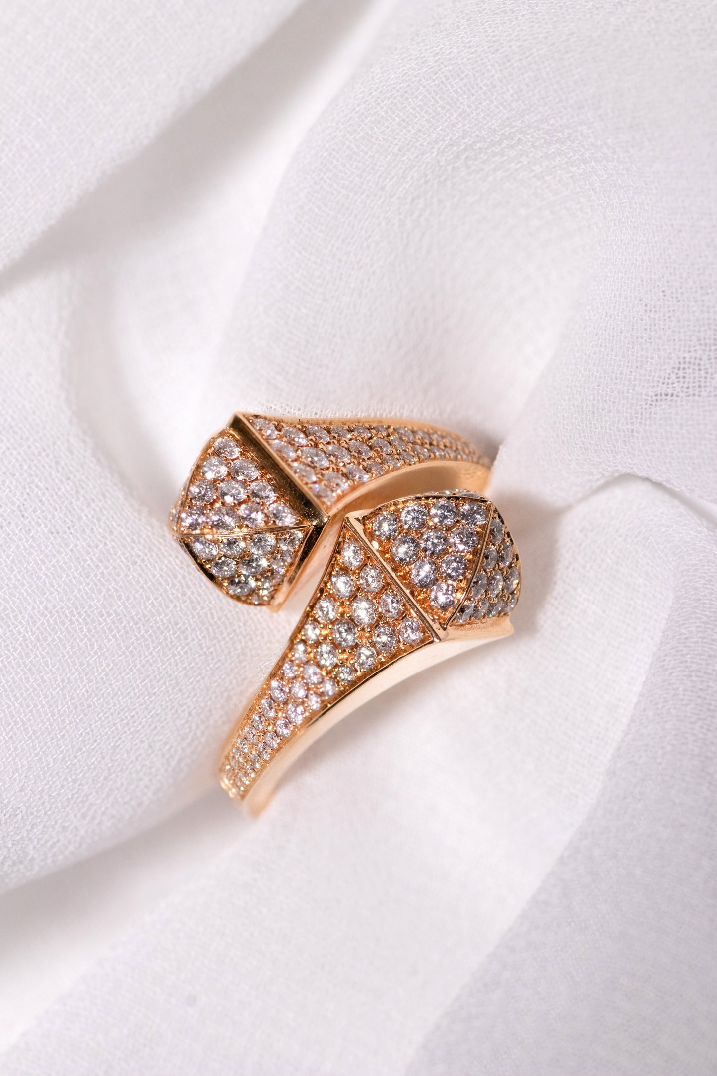 Marli Cleo Full Diamond Ring- White Gold and Rose Gold