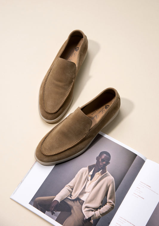 Loro Piana Summer Walk Suede Moccasin in Beige