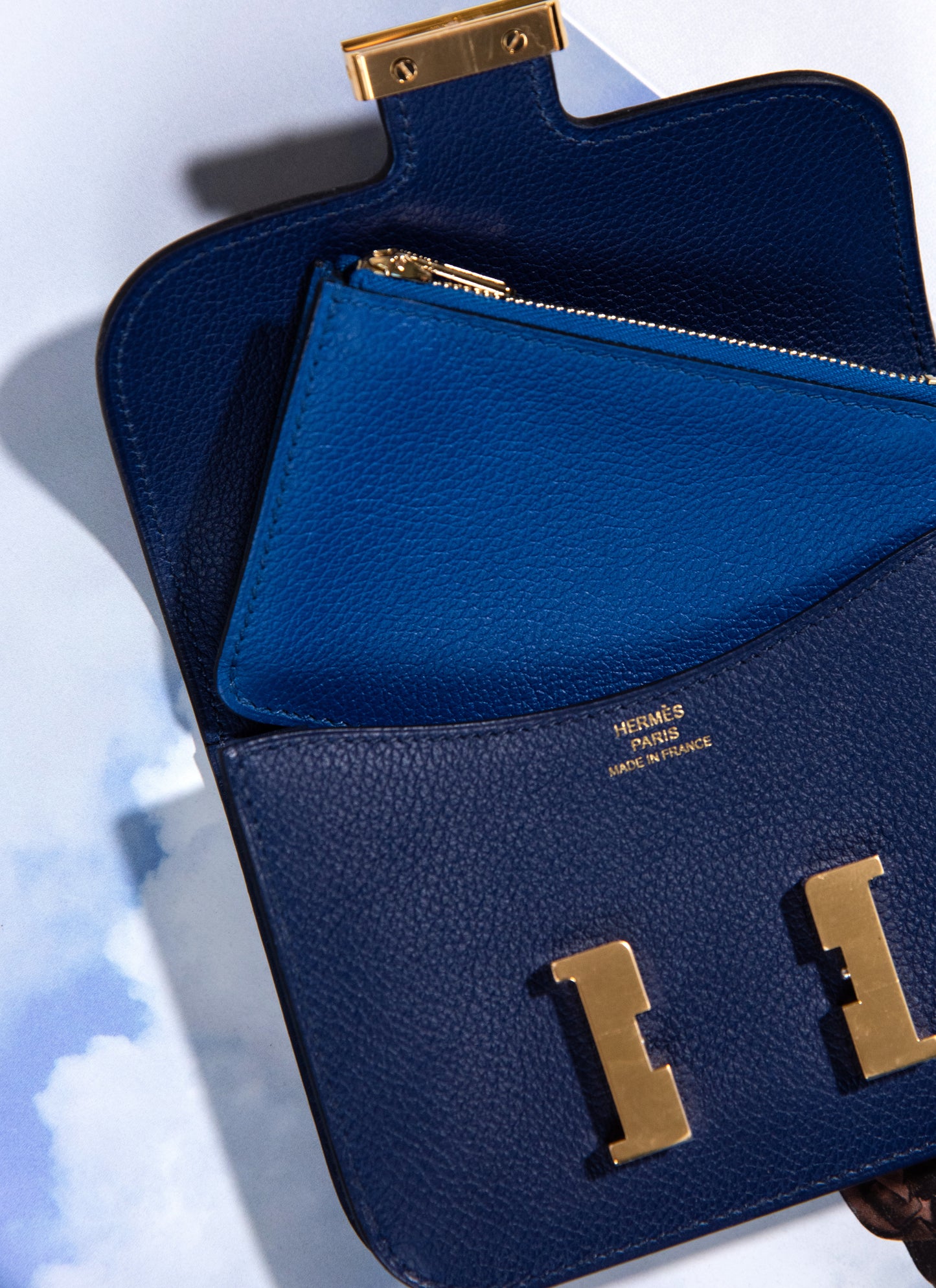 Hermès Constance Wallet in Navy Blue GHW