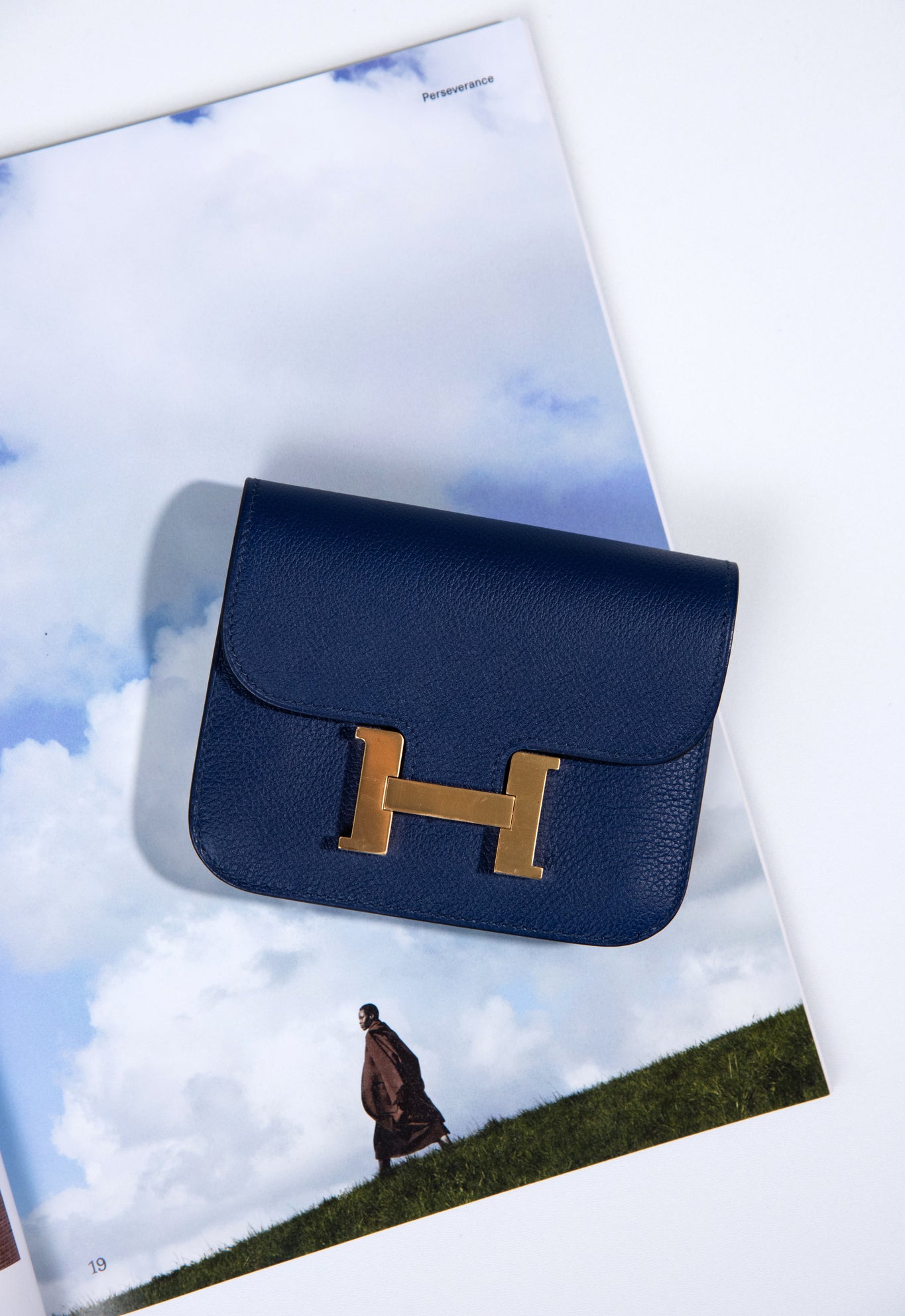 Hermès Constance Wallet in Navy Blue GHW
