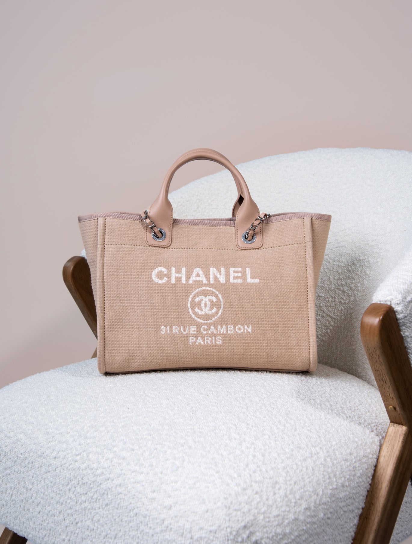 Chanel Deauville Small Beige Shopping Bag