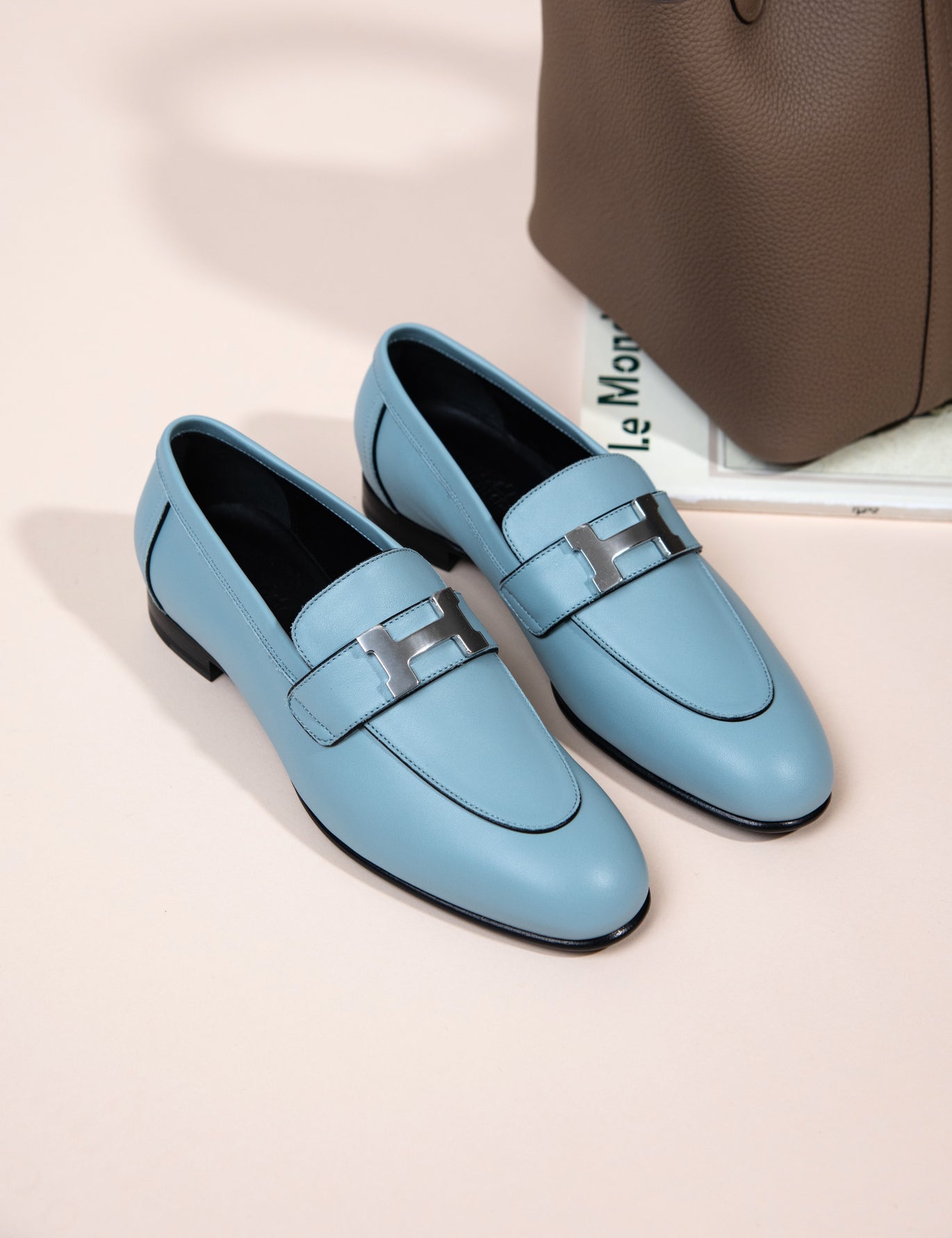 Hermès Paris Loafers in Light Blue PHW