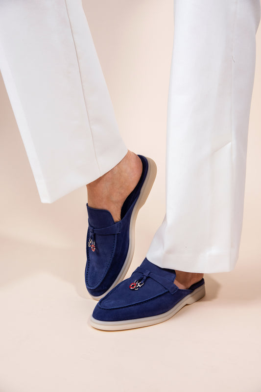 Loro Piana Nautical Charms Walk Babouche Loafers in Ceylon Float