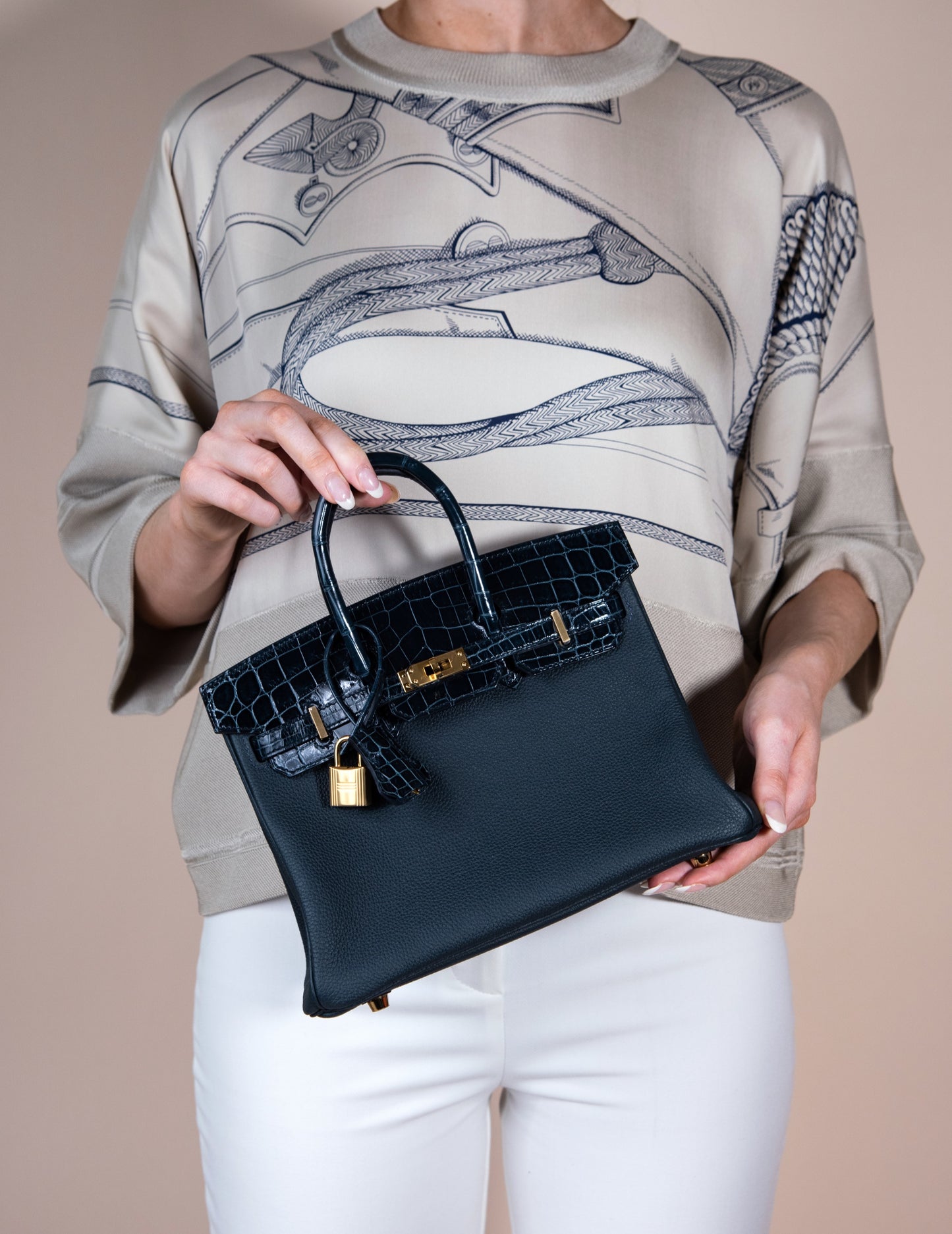 هيرميس - حذاء Birkin Touch Crocodile 25 بلون Vert Rousseau GHW