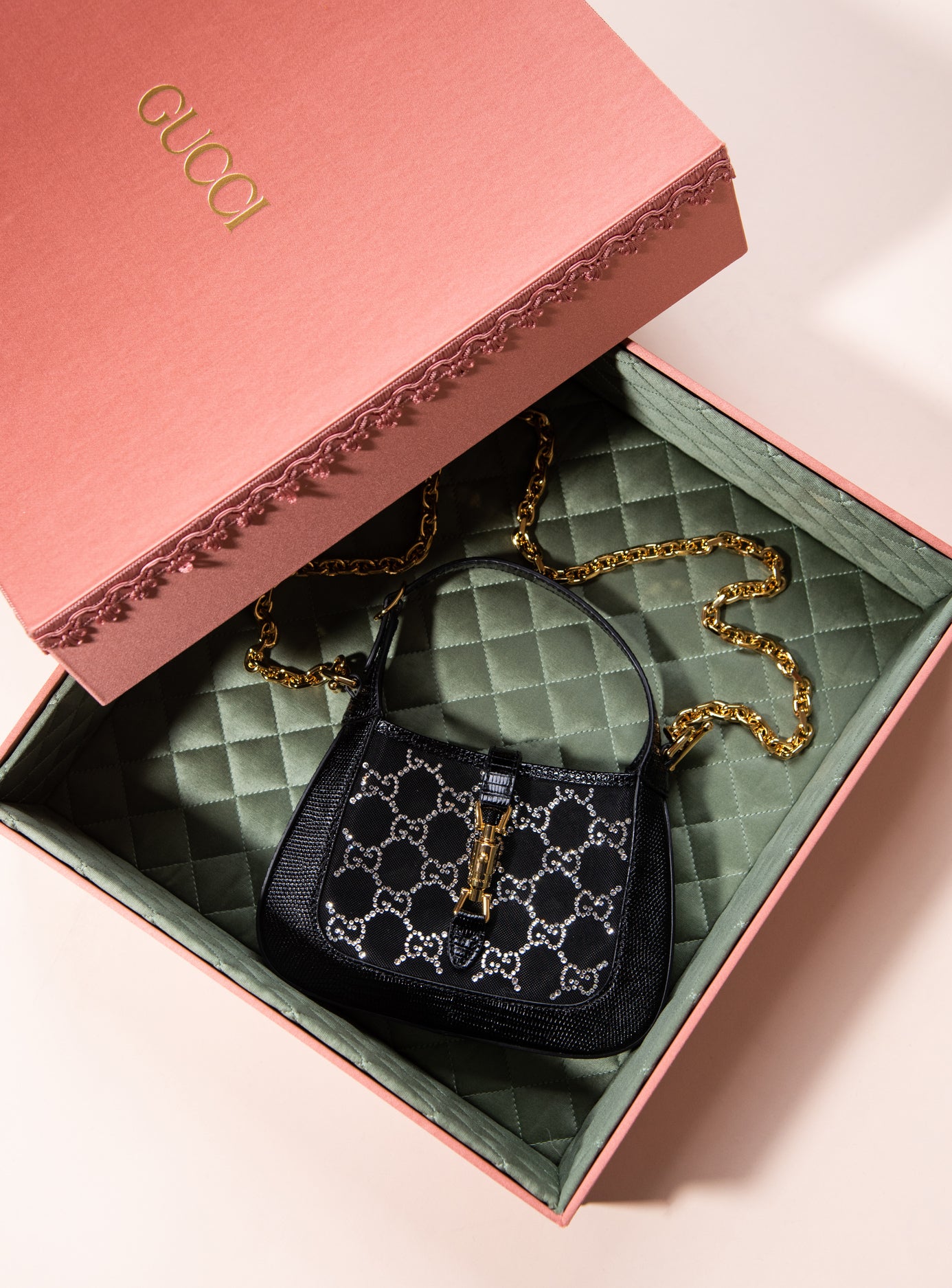 Gucci Jackie 1961 Mini Crystal GG Lizard Bag