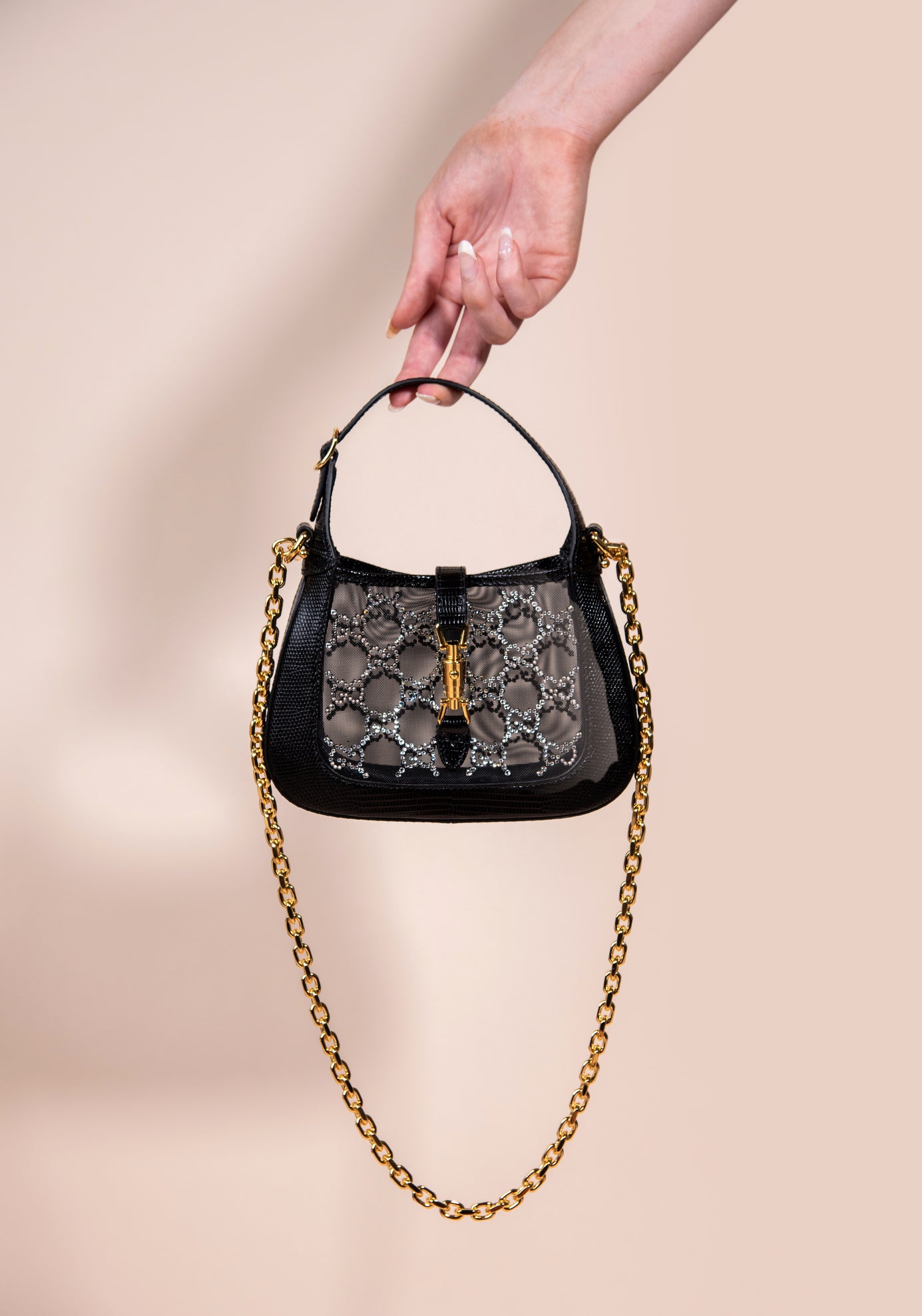 Gucci Jackie 1961 Mini Crystal GG Lizard Bag