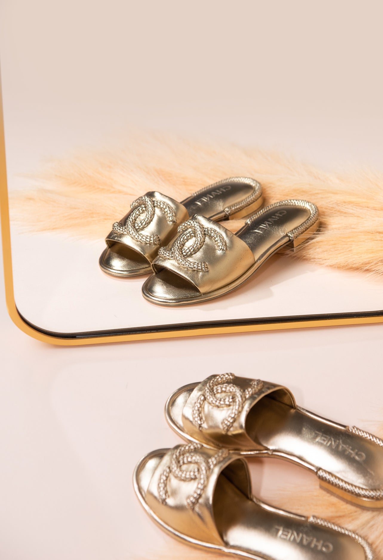 Chanel Metallic Gold CC Flats