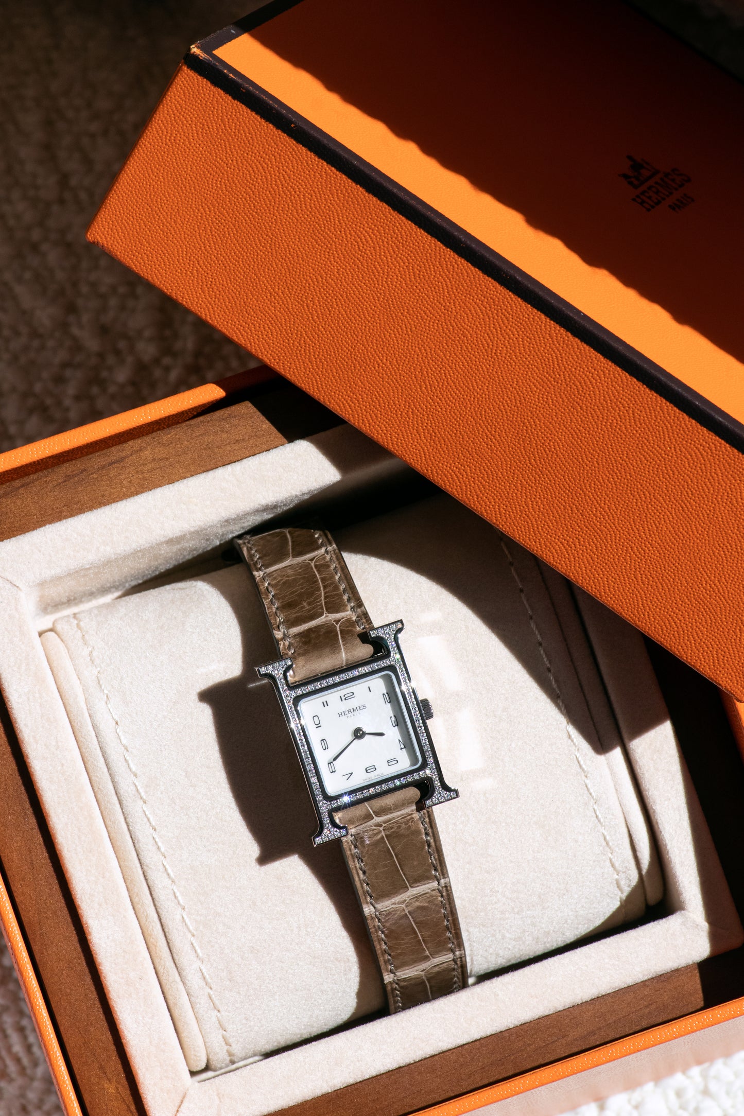 Hermès H Heure Watches with Matte Alligator Strap