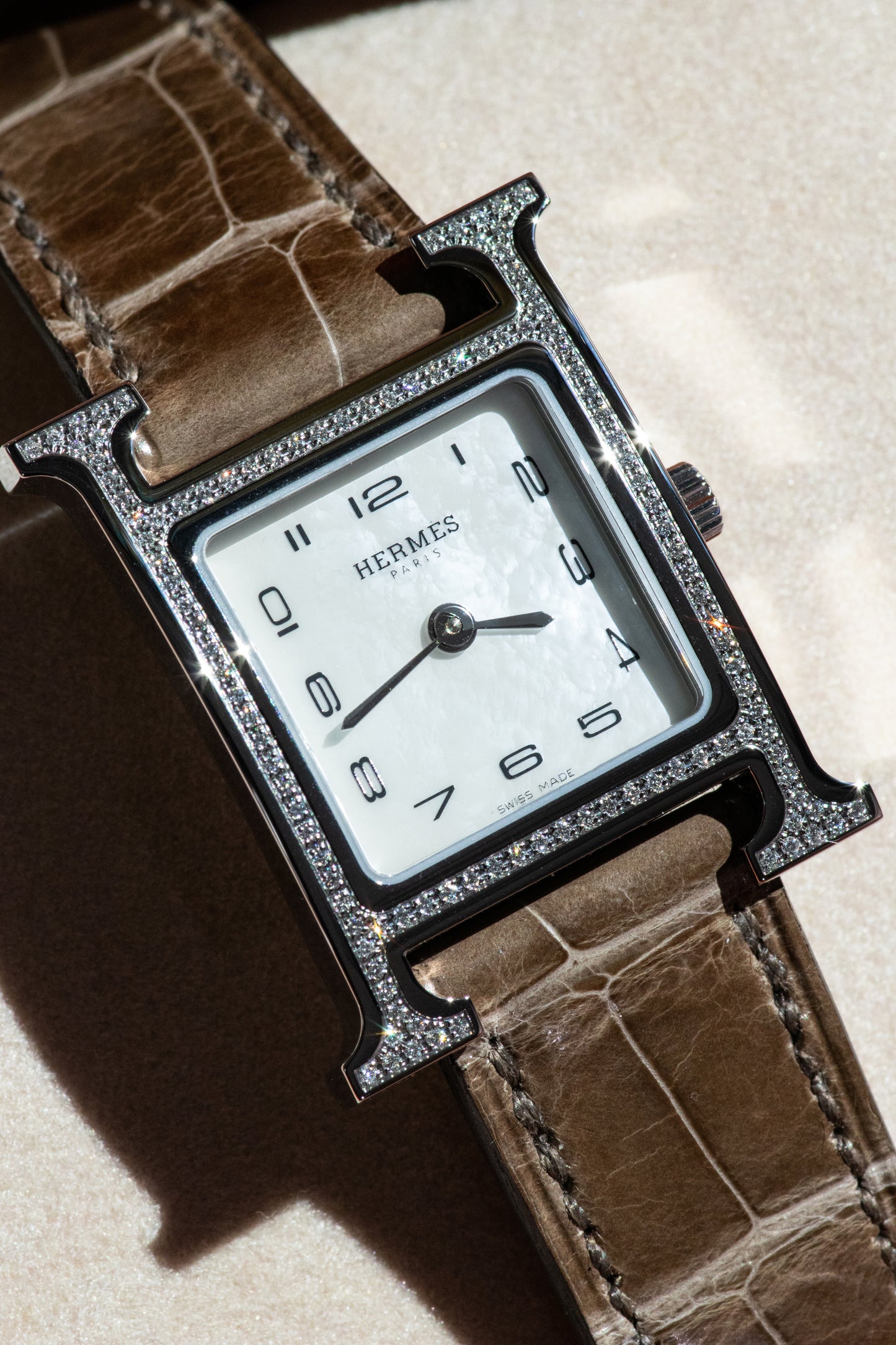Hermès H Heure Watches with Matte Alligator Strap