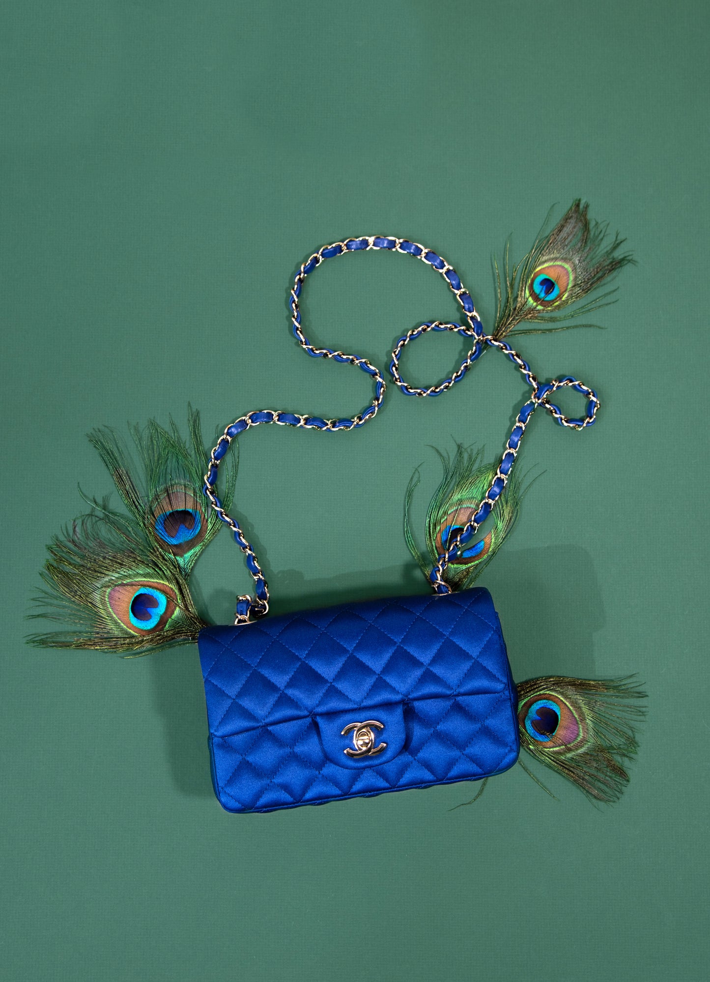 Chanel Mini Flap Bag Blue Satin