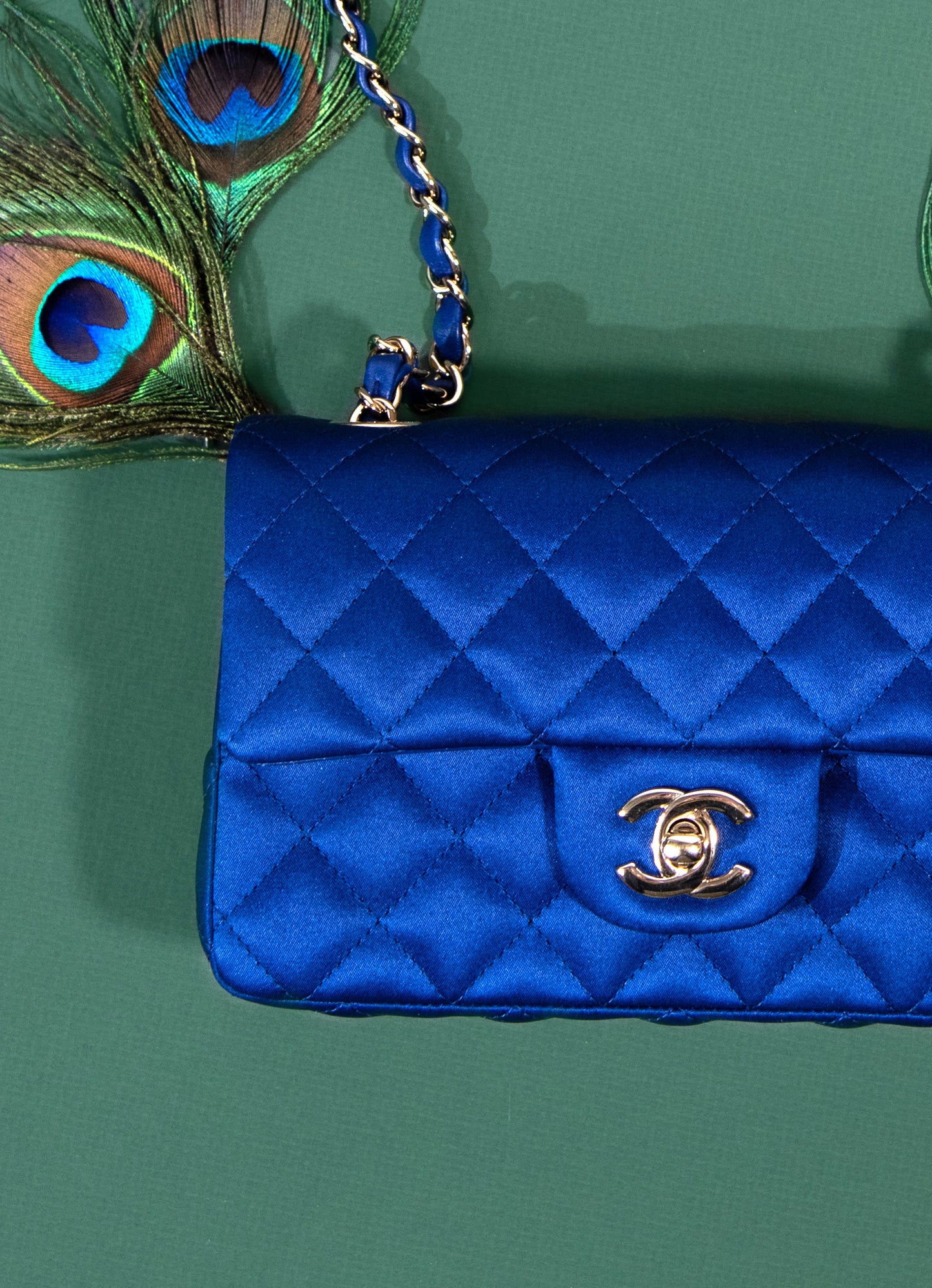 Chanel Mini Flap Bag Blue Satin
