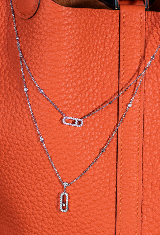 Messika Move Uno Pavé Diamond Layered Necklace in White Gold
