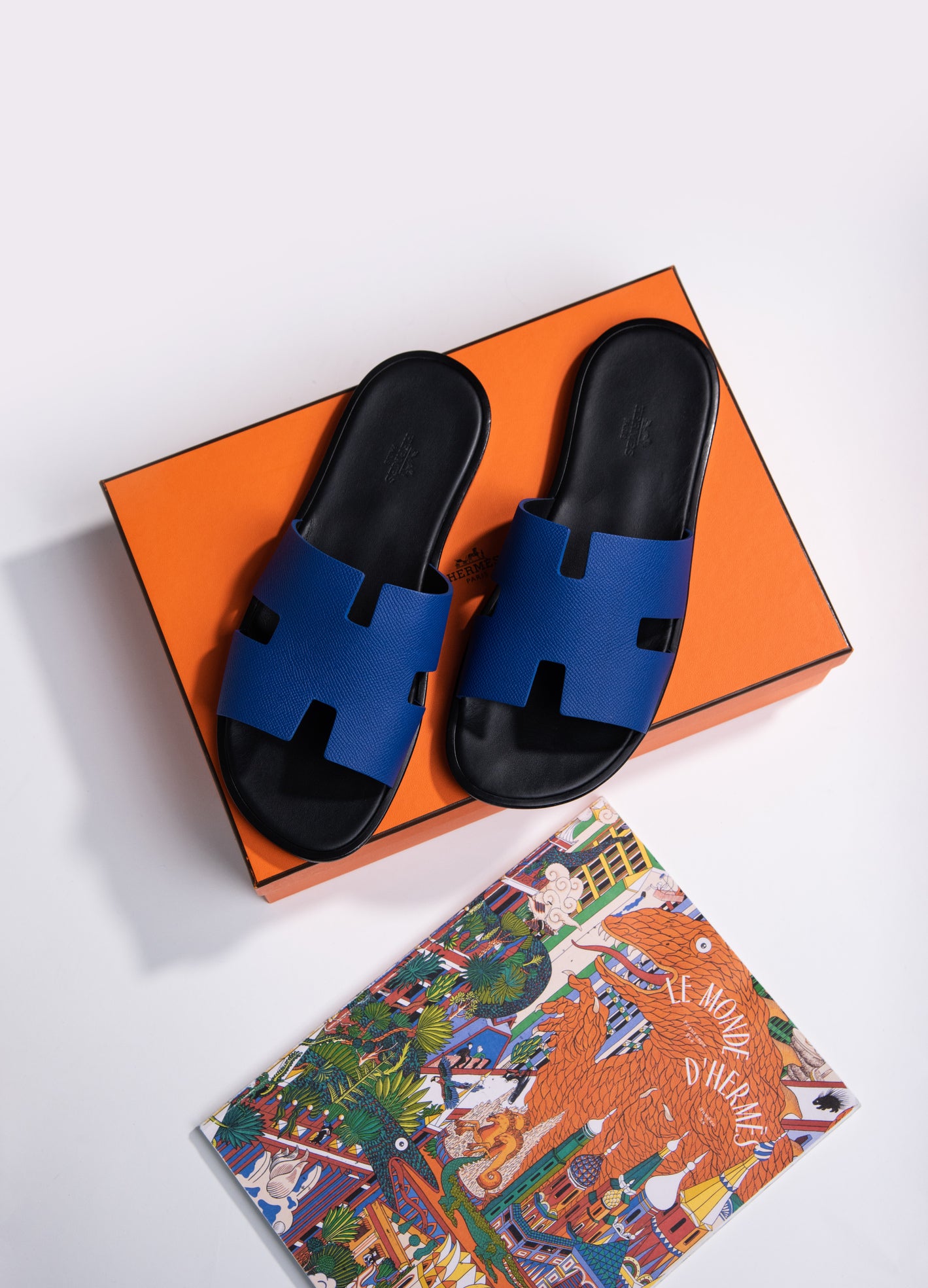 Hermès Izmir Sandals in Blue/Black