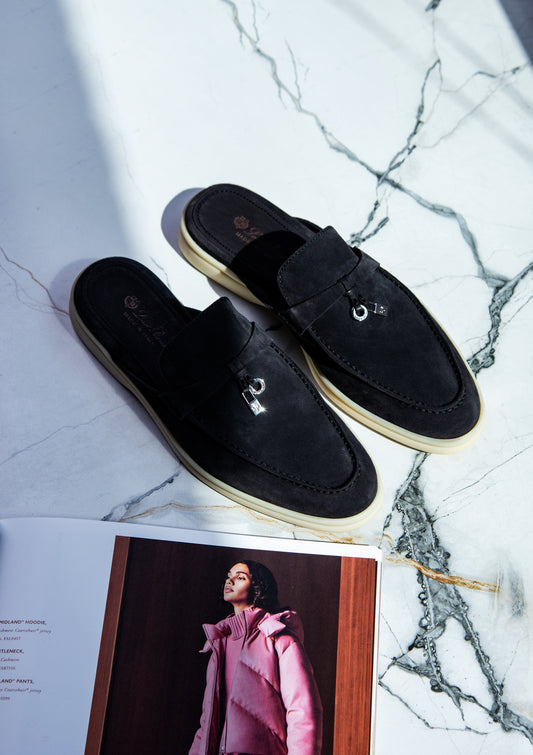 Loro Piana Babouche Charms Walk in Caviar