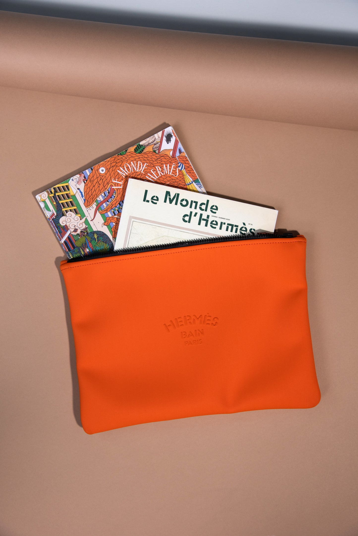 Hermès Orange Bain Pouch