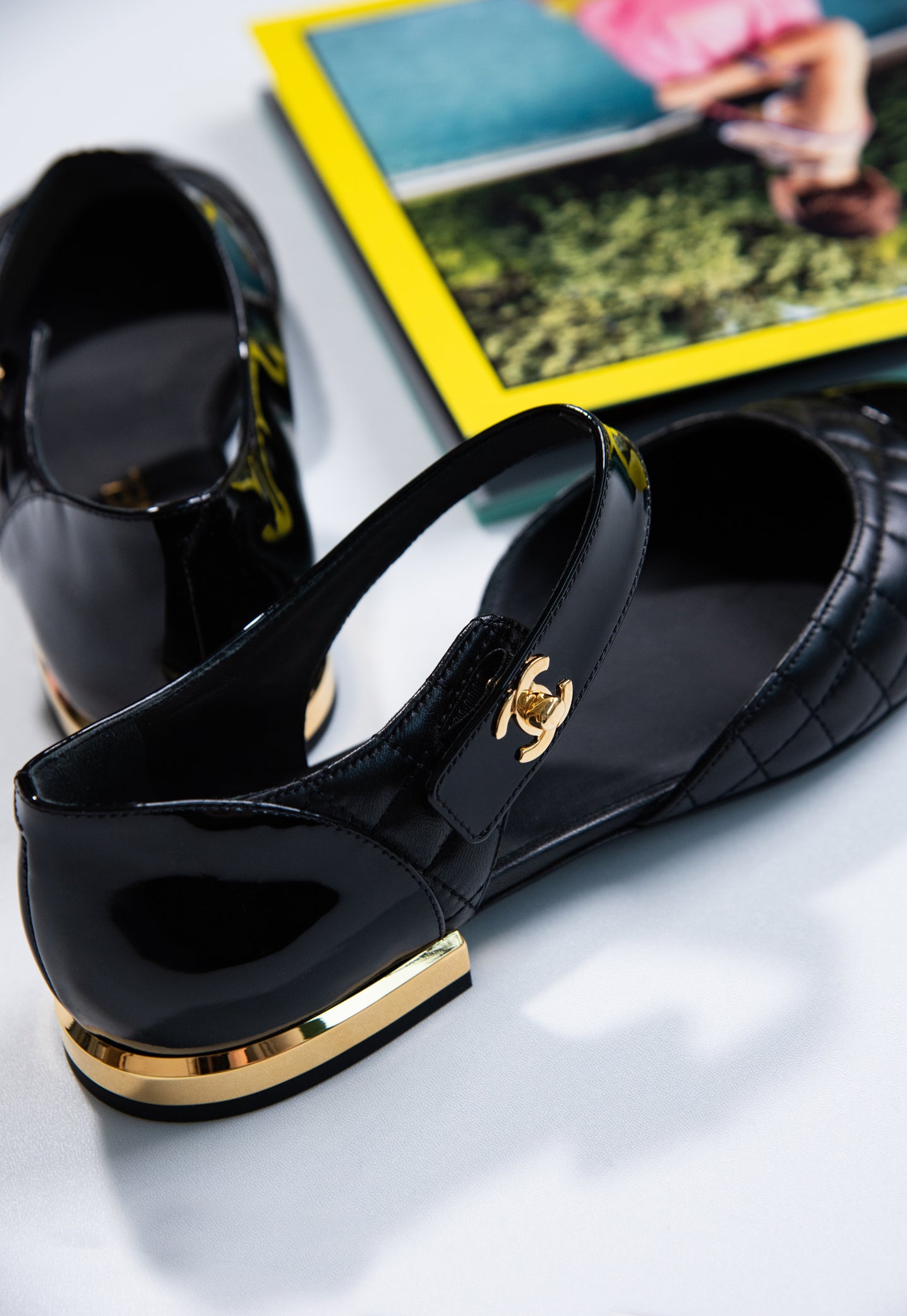Chanel Lambskin Quilted Cap Toe Ballerina Flats