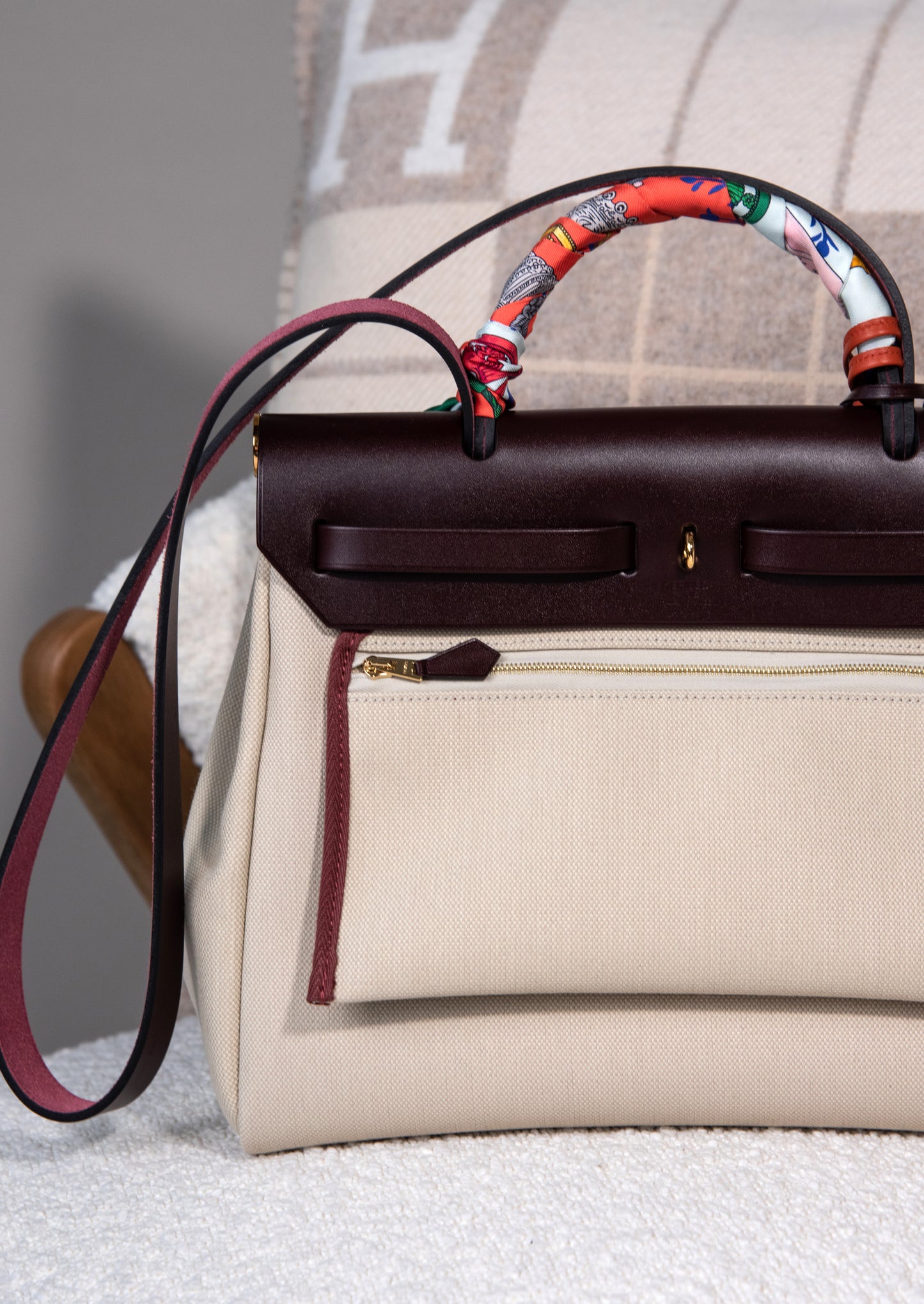 Hermès Herbag 31cm in Rouge Sellier & Beton
