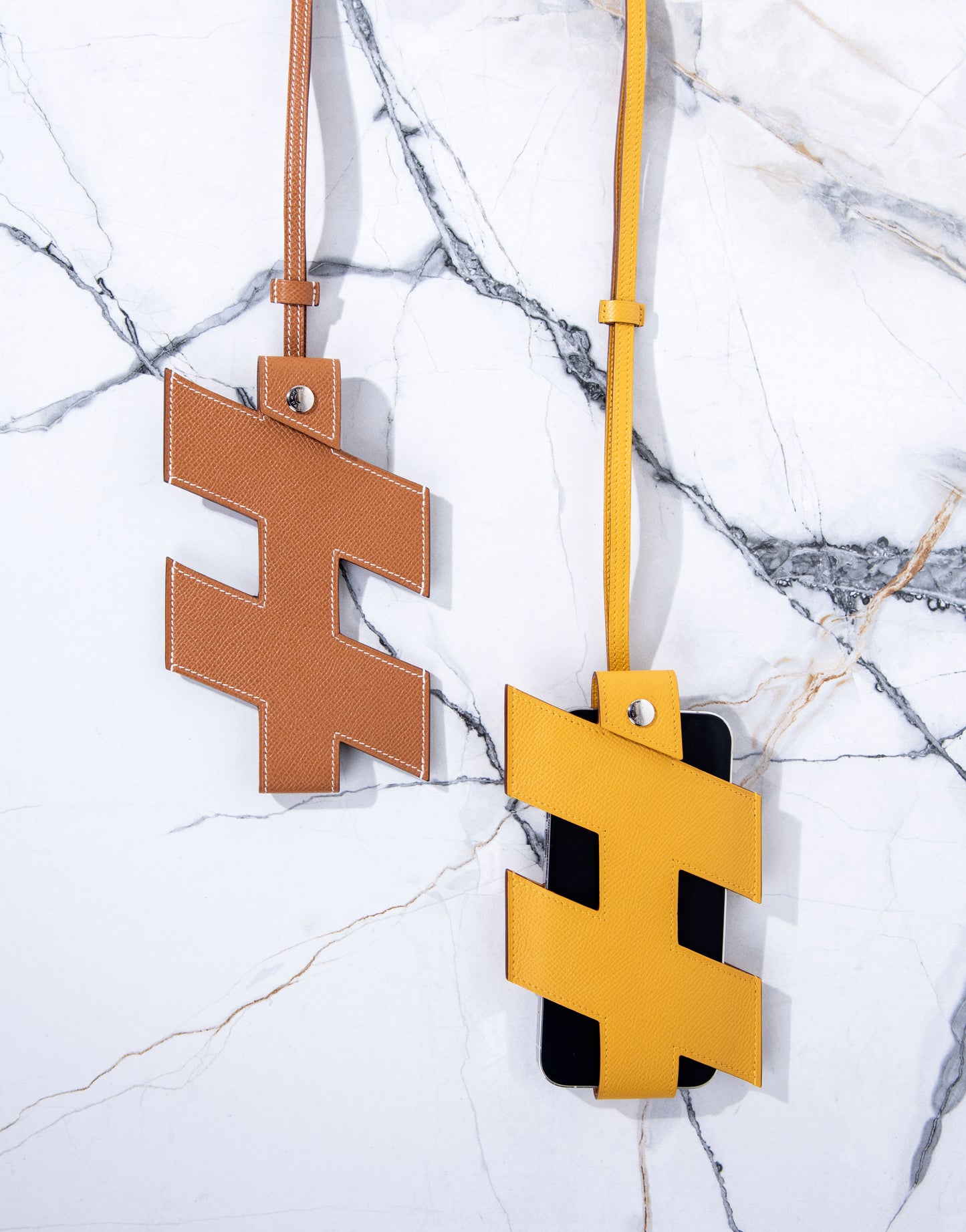 Hermès H-Tag Phone Case in Jaune Ambre & Gold