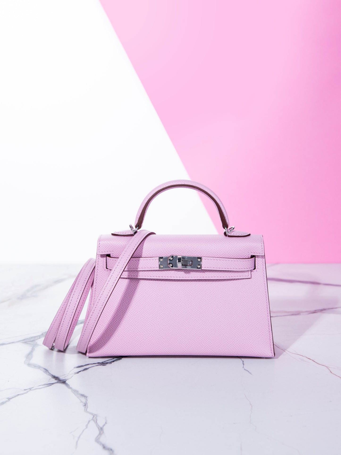 Hermès Mini Kelly 20 Sellier in Mauve Sylvestre PHW