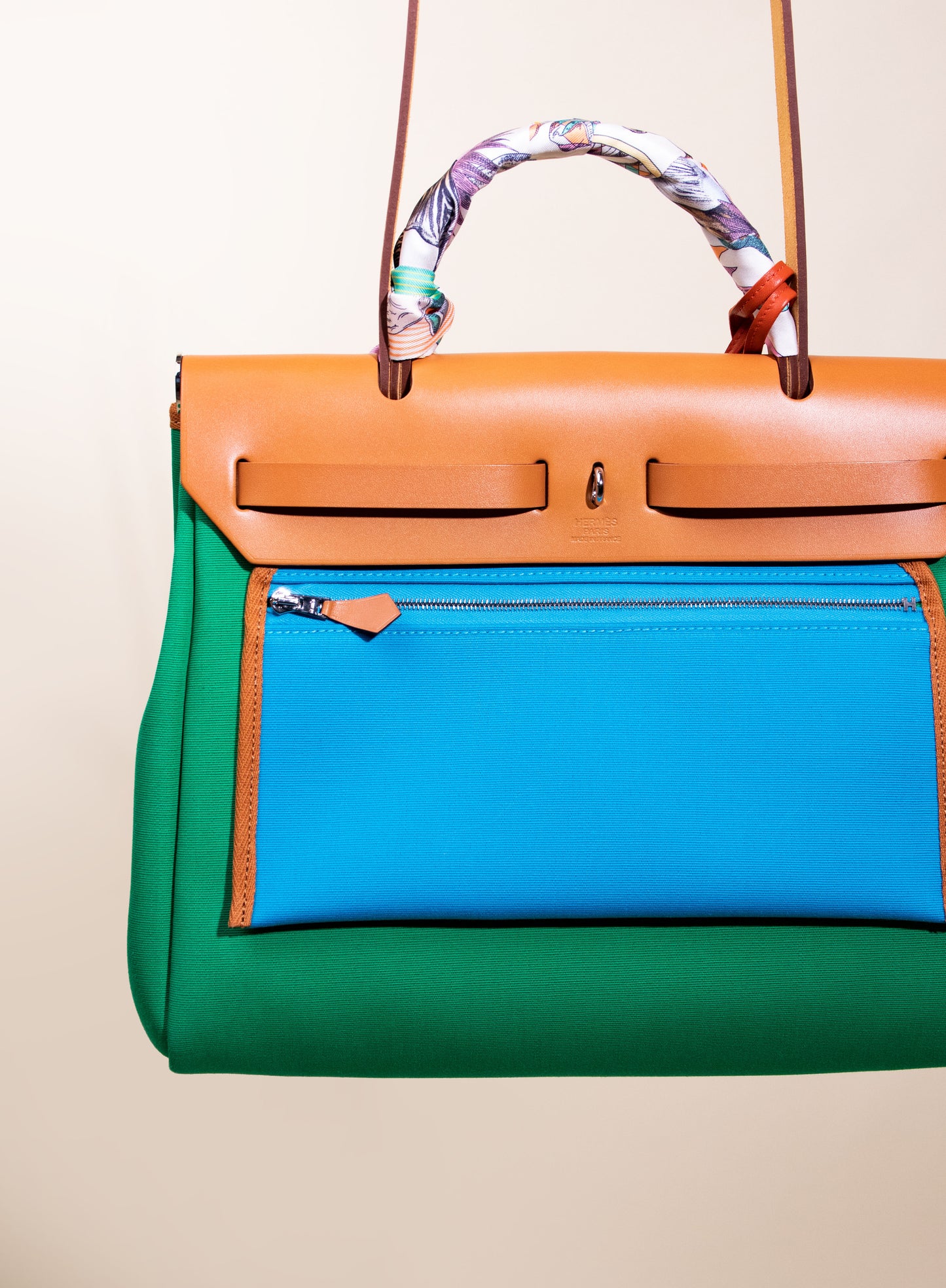 Hermès Herbag 31 Menthe/Fauve