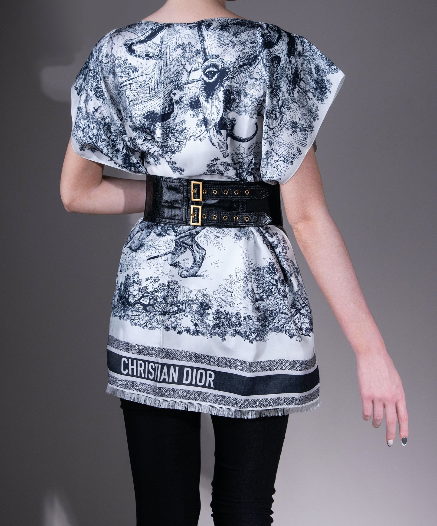 Dior - Silk Poncho with Black Saddle Belt & 30 Montaigne Small Box Bag
