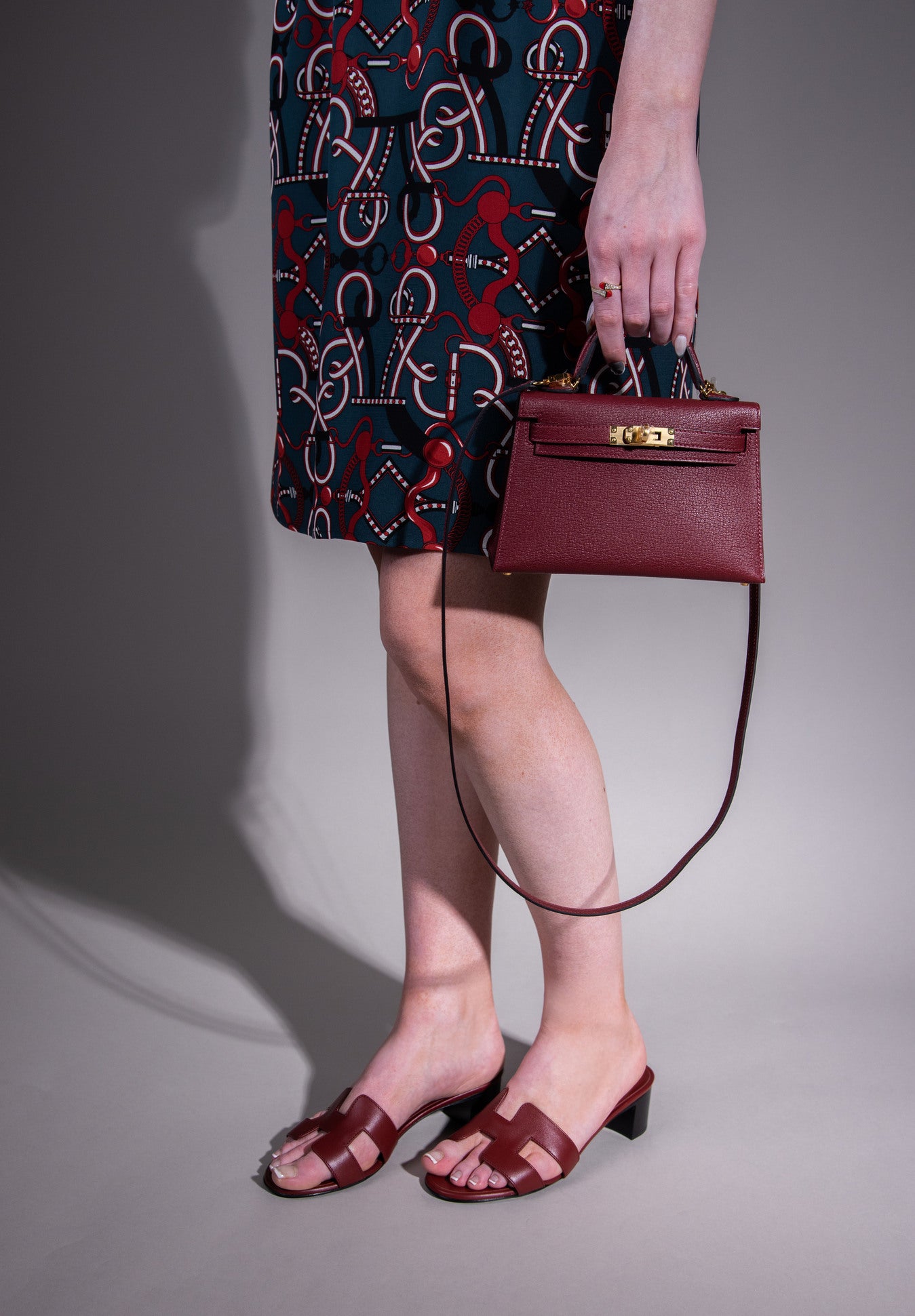 Hermès Short Caftan Dress with Mini Kelly 20 Chevre in Rouge H GHW