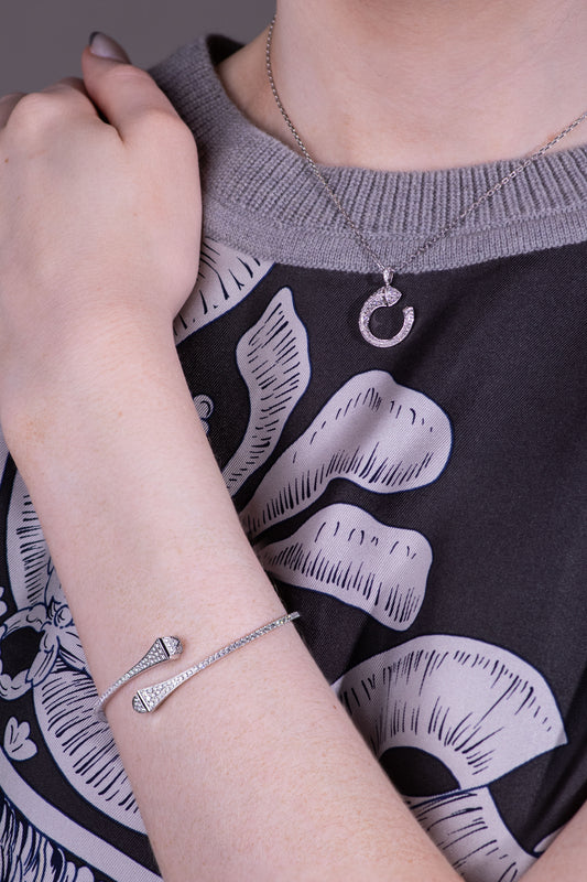 Marli Cleo Venus White Gold Full Diamond Pendant & Full Diamond Midi Slip-On Bracelet