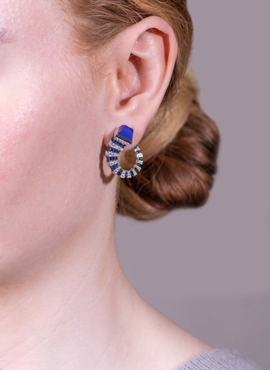 Marli Cleo Jazz Diamond Stud Earrings in Lapis Lazuli