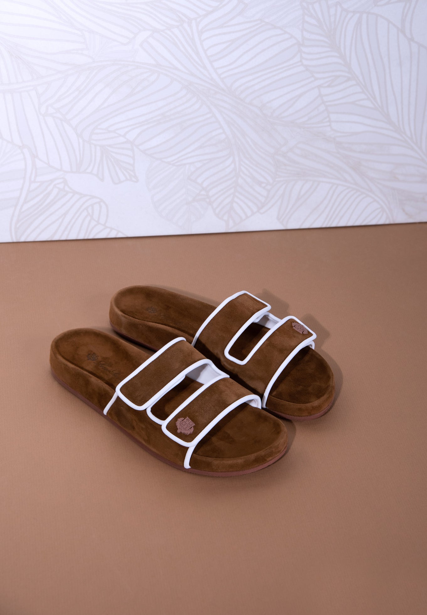 Loro Piana Waikiki Suede Slip-On in Saddle Brown/White