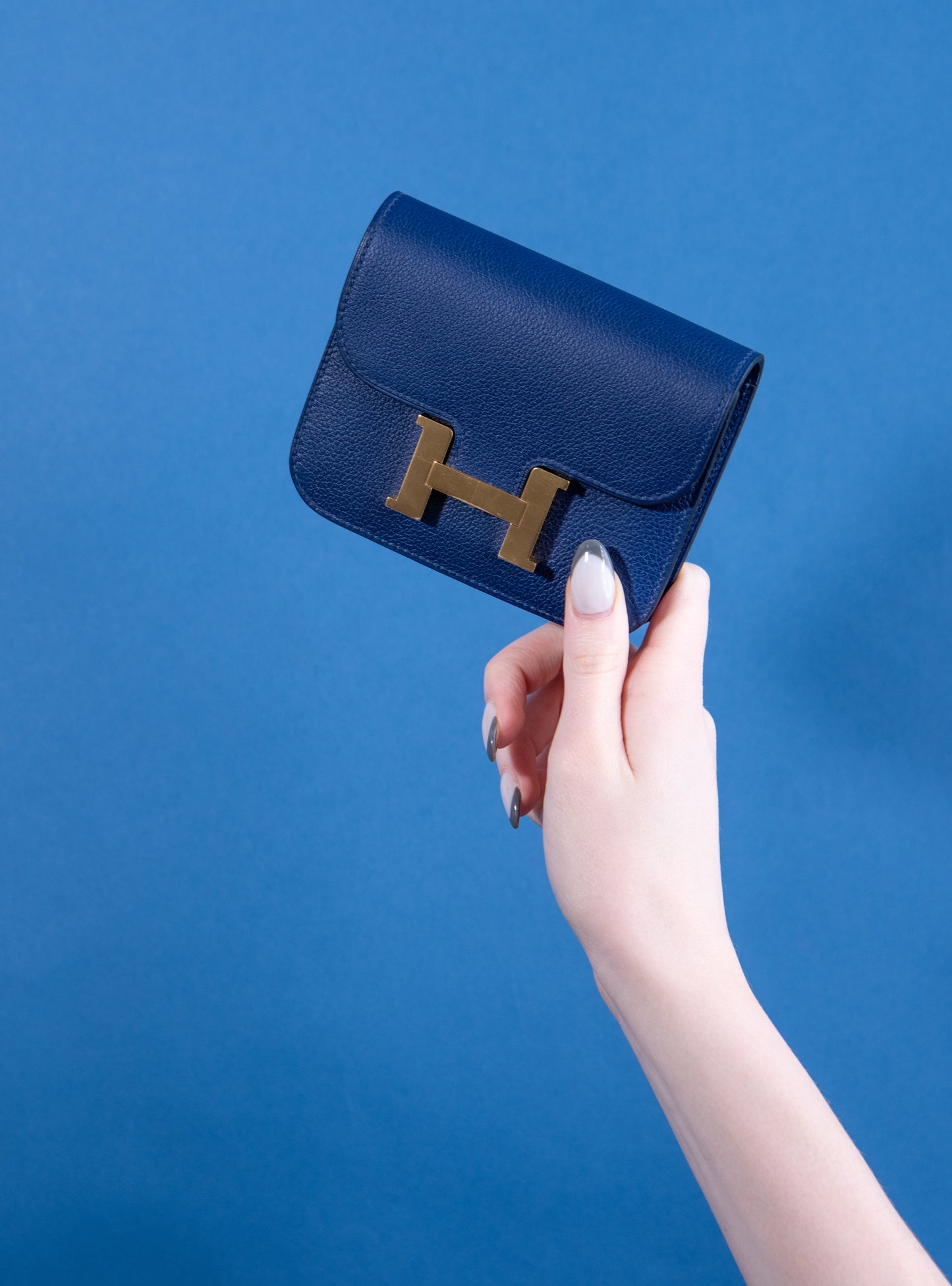 Hermès Constance Wallet in Navy Blue GHW