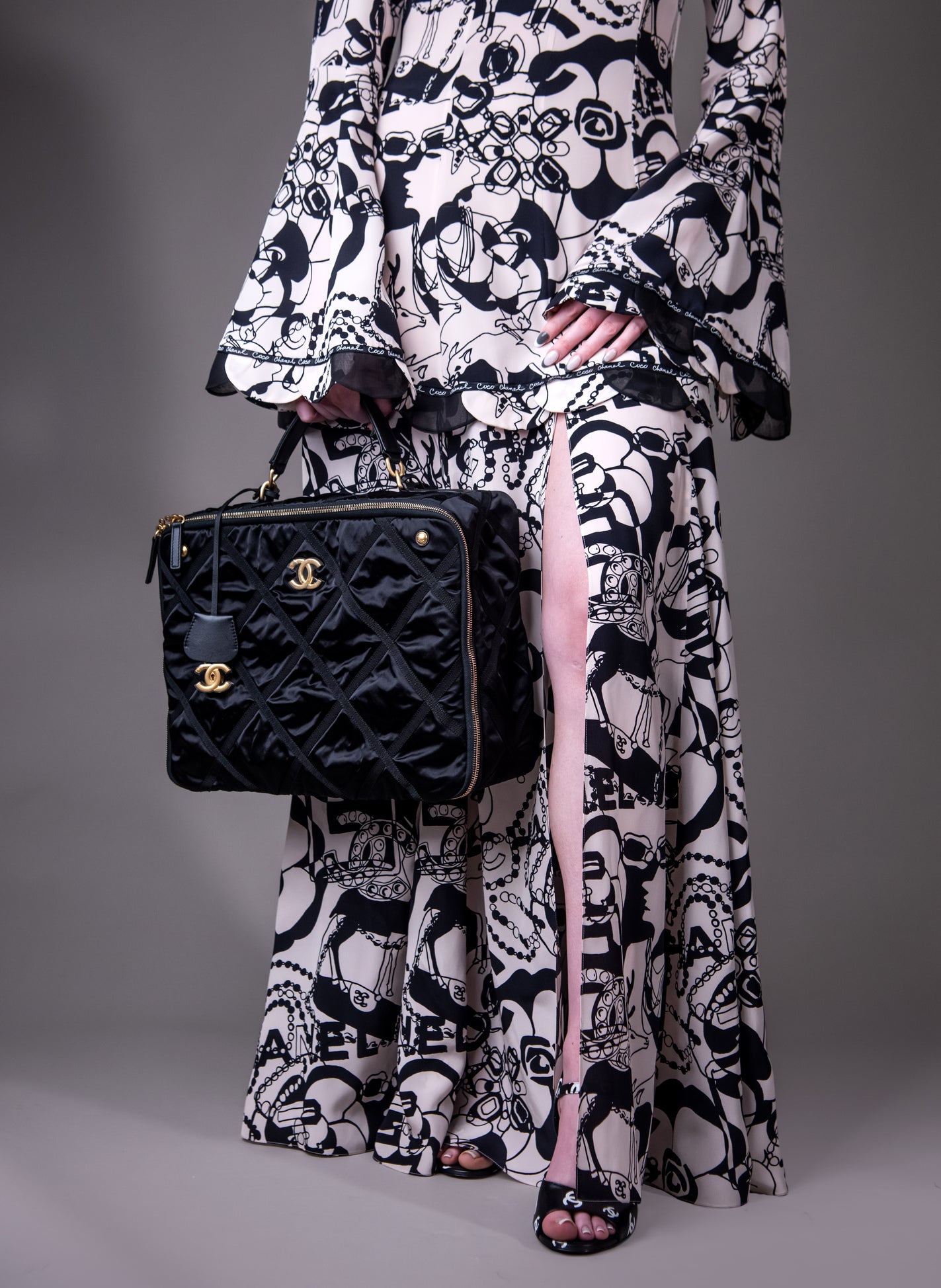 Chanel Small & Large Black Nylon Travel Bags