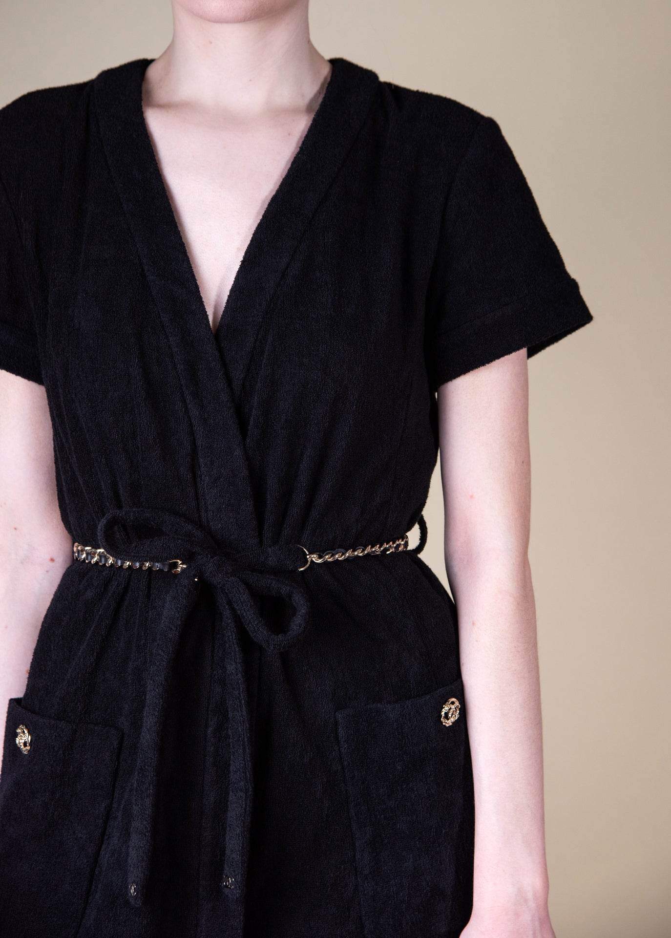 Chanel Black Tunic & CC Black Beachwear Tote Bag with Towel